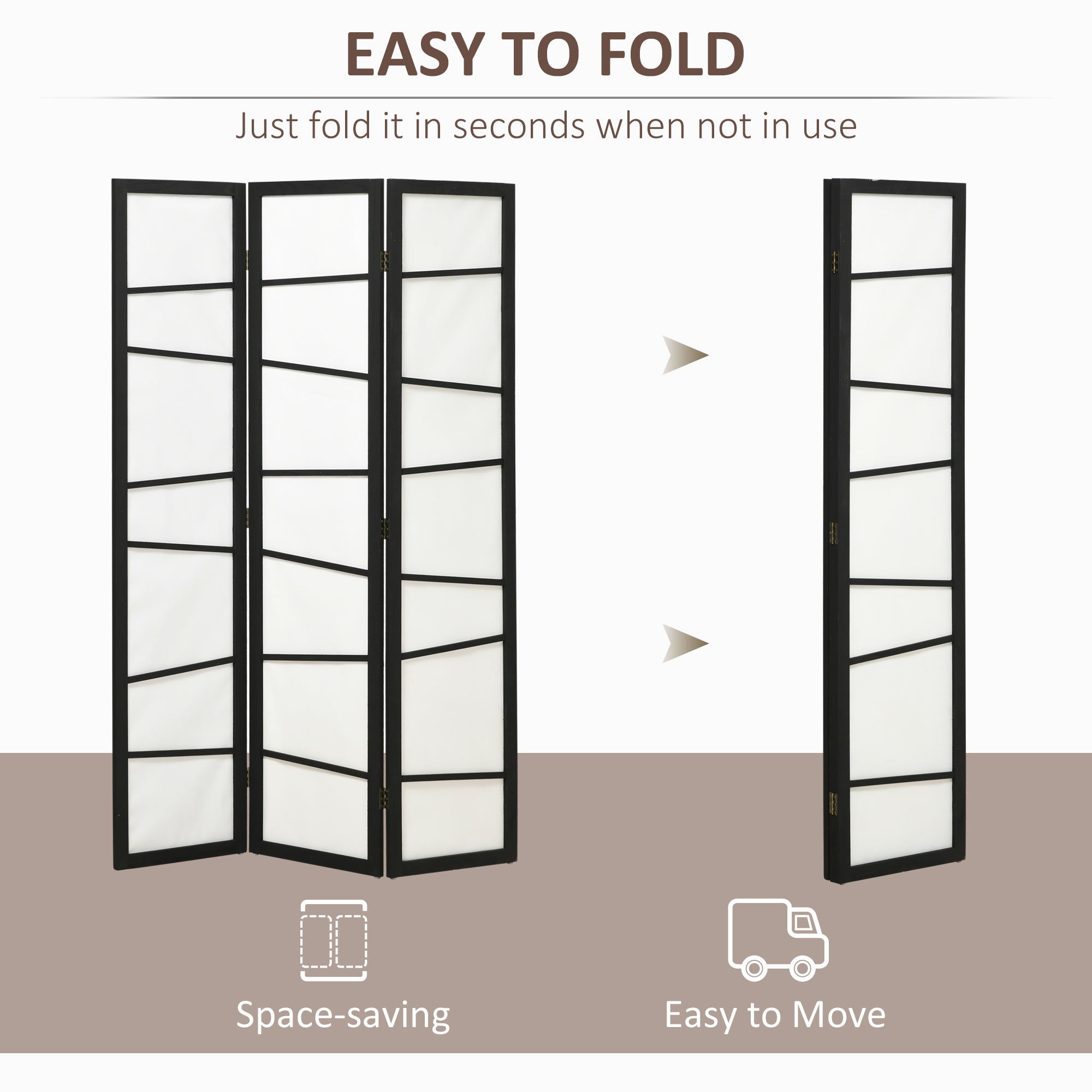 HOMCOM 3 Panel Wood Room Divider, 5.6ft Folding Privacy Screen, Freestanding Wall Partition Divider, White