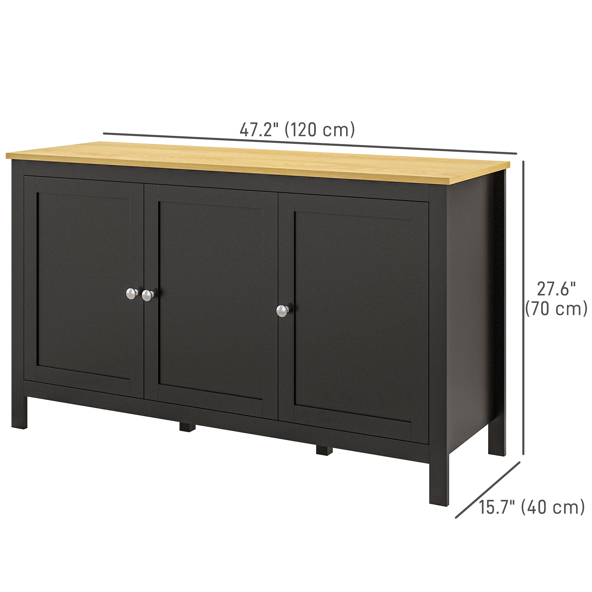 HOMCOM Buffet Cabinet, Sideboard, Storage Cabinet with Doors, 2 Adjustable Shelves, Black and Natural