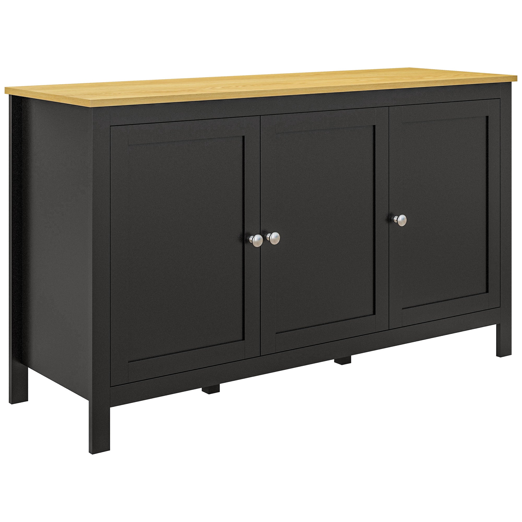 HOMCOM Buffet Cabinet, Sideboard, Storage Cabinet with Doors, 2 Adjustable Shelves, Black and Natural