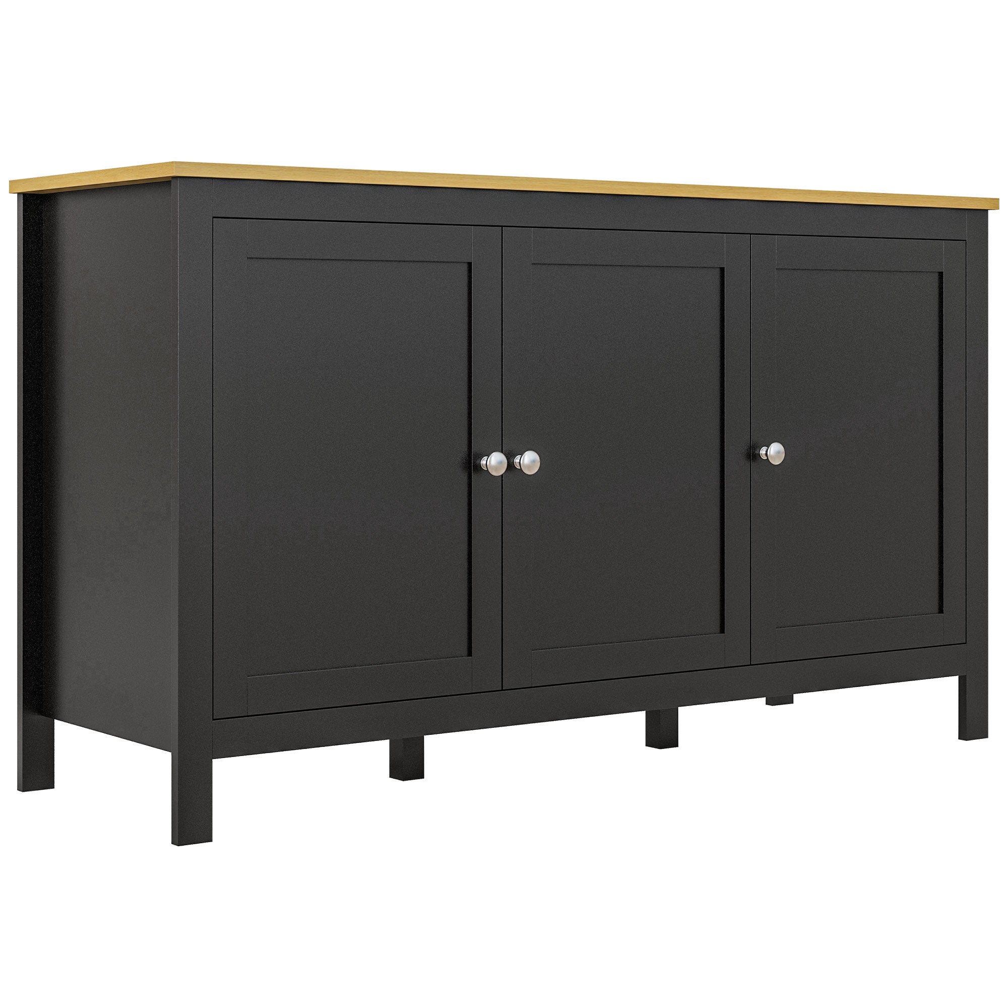 HOMCOM Buffet Cabinet, Sideboard, Storage Cabinet with Doors, 2 Adjustable Shelves, Black and Natural