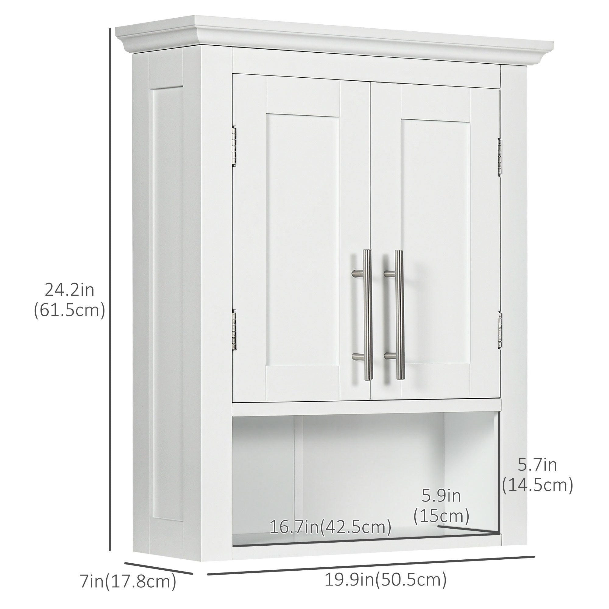 kleankin Bathroom Wall Cabinet, Medicine Cabinet, Over Toilet Storage Cabinet with Shelf for Living Room and Entryway, White