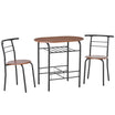 HOMCOM 3-Piece Dining Table Set, Oval Kitchen Table and 2 Chairs, Small Breakfast Table Set with Metal Frame, Built-in Wine Rack for Small Space, Dining Room, Living Room, 31.5" x 20.5" x 29.9"