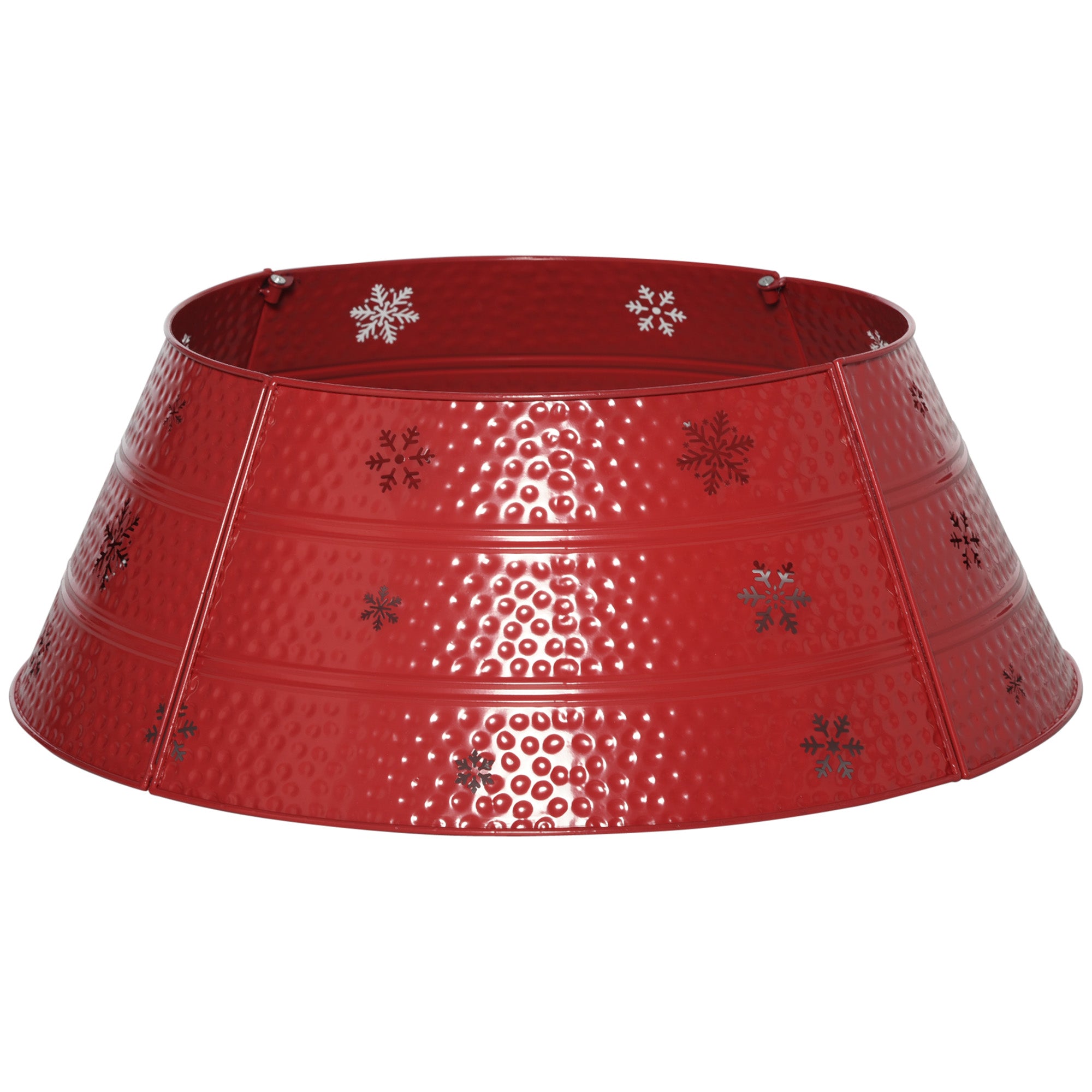HOMCOM Metal Christmas Tree Collar, 26 Inch Christmas Tree Ring, Xmas Tree Skirt for Artificial Christmas Tree Decoration, Red