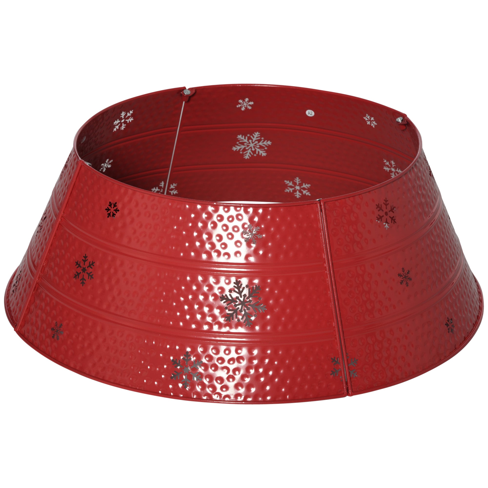 HOMCOM Metal Christmas Tree Collar, 26 Inch Christmas Tree Ring, Xmas Tree Skirt for Artificial Christmas Tree Decoration, Red