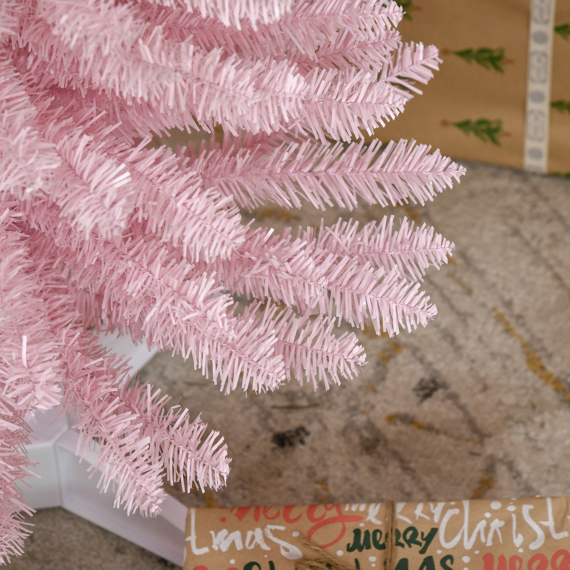 5' Artificial Pencil Christmas Tree, Slim Xmas Tree with 294 Realistic Branch Tips and Plastic Stand, Pink