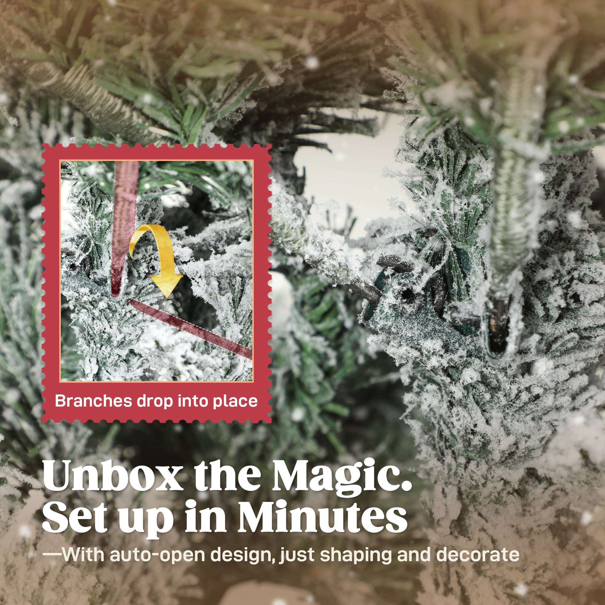 7ft Flocked Christmas Tree, Hinged Pencil Christmas Tree with 972 Tips, Realistic Branches, Easy Assembly, Slim Shape, Artificial Xmas Home Decoration, Green White