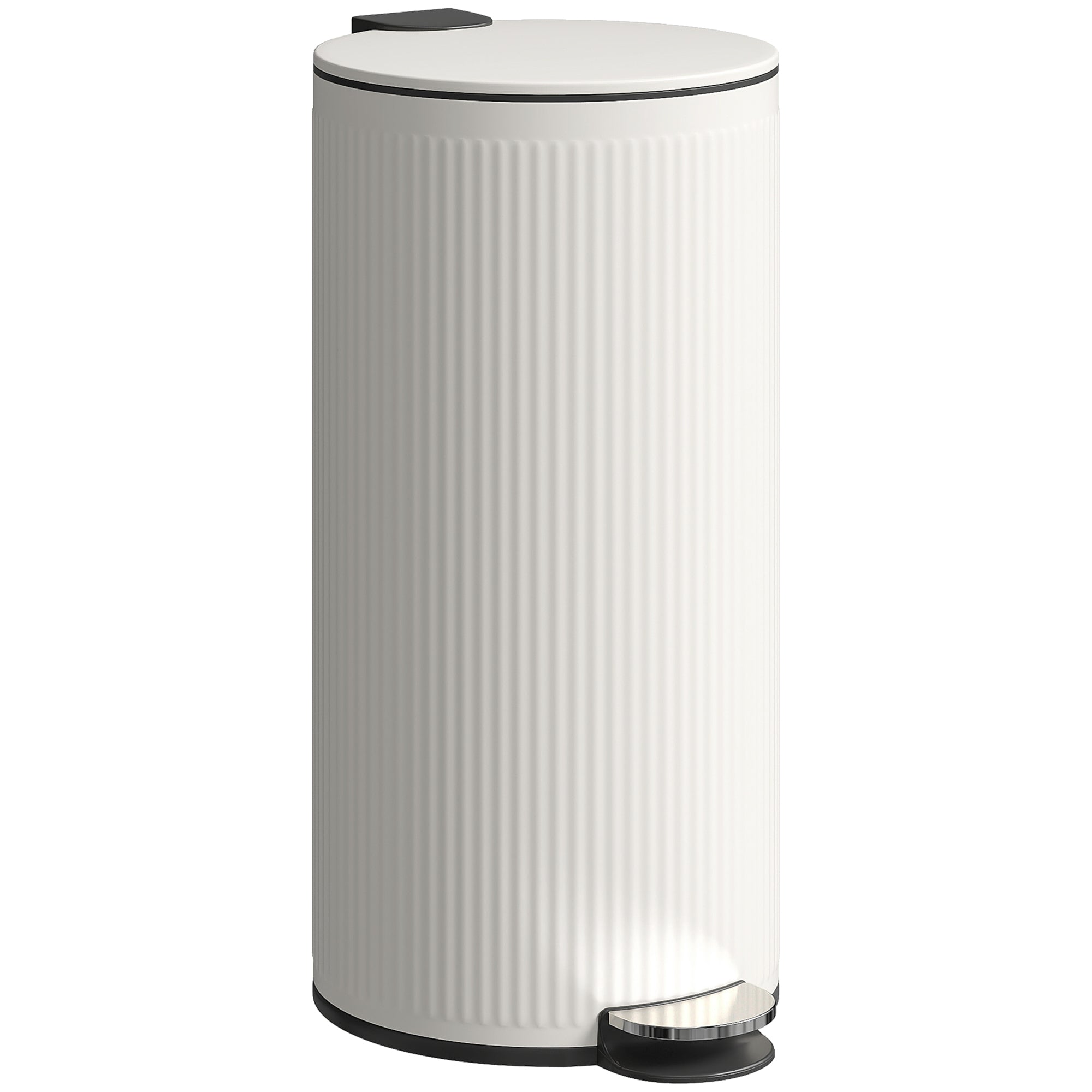 30 Litre Pedal Kitchen Bin with Soft Close and Stay Open Lid, Rubbish Bin with Removable Inner Bucket for Kitchen, Office, Home, Cream