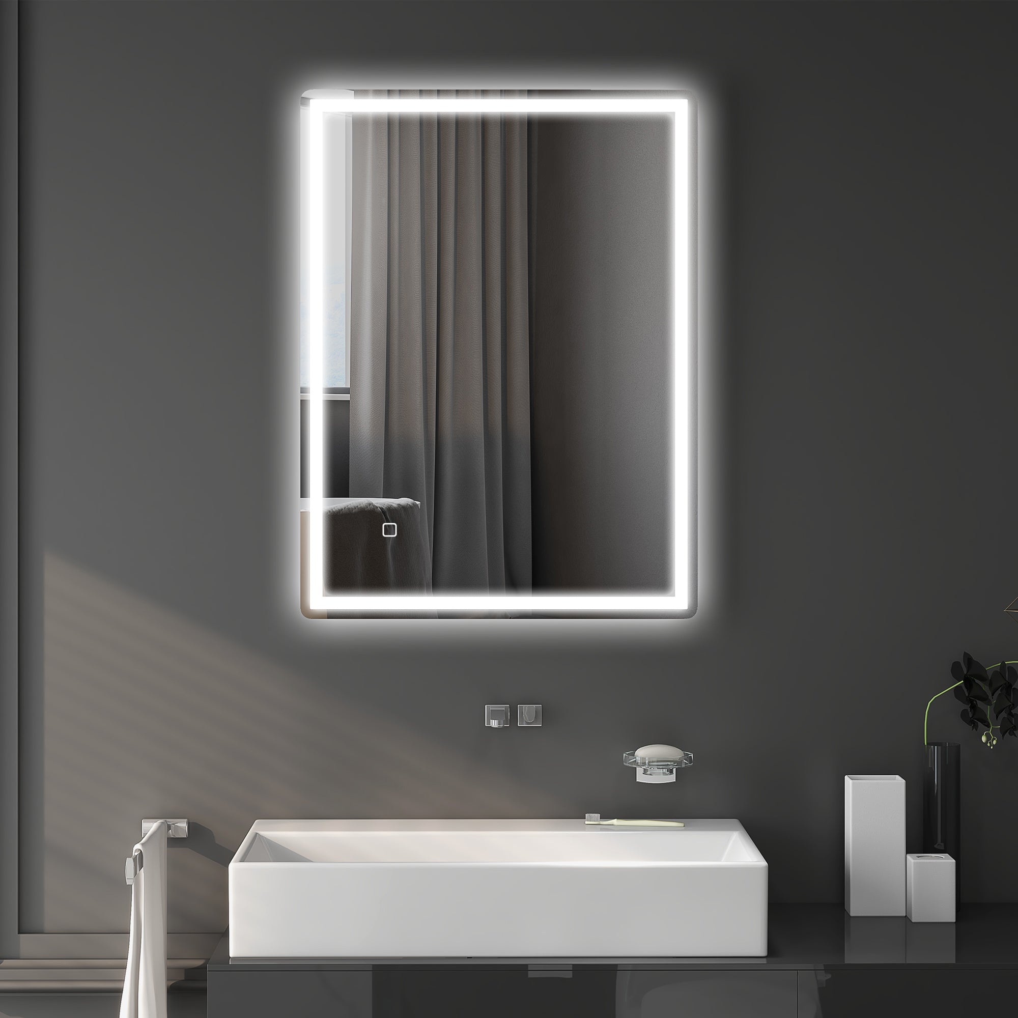 32" x 24" Bathroom Mirror with LED Lights Dimmable Makeup Mirror Smart Touch Anti Fog