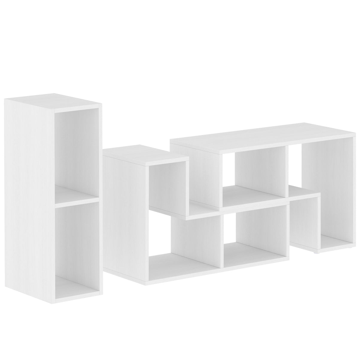 TV Stand for TVs up to 75", 3-Piece Modular TV Console, Industrial Entertainment Center with Open Storage Shelves for Living Room, White
