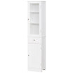 Slim Bathroom Storage Cabinet, Tall Bathroom Cabinet, Narrow Linen Tower with Acrylic Door, Drawer and Shelves, White