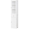 Bathroom Storage Cabinet with 3-tier Shelf, Floor Standing Tall Slim Organizer, White