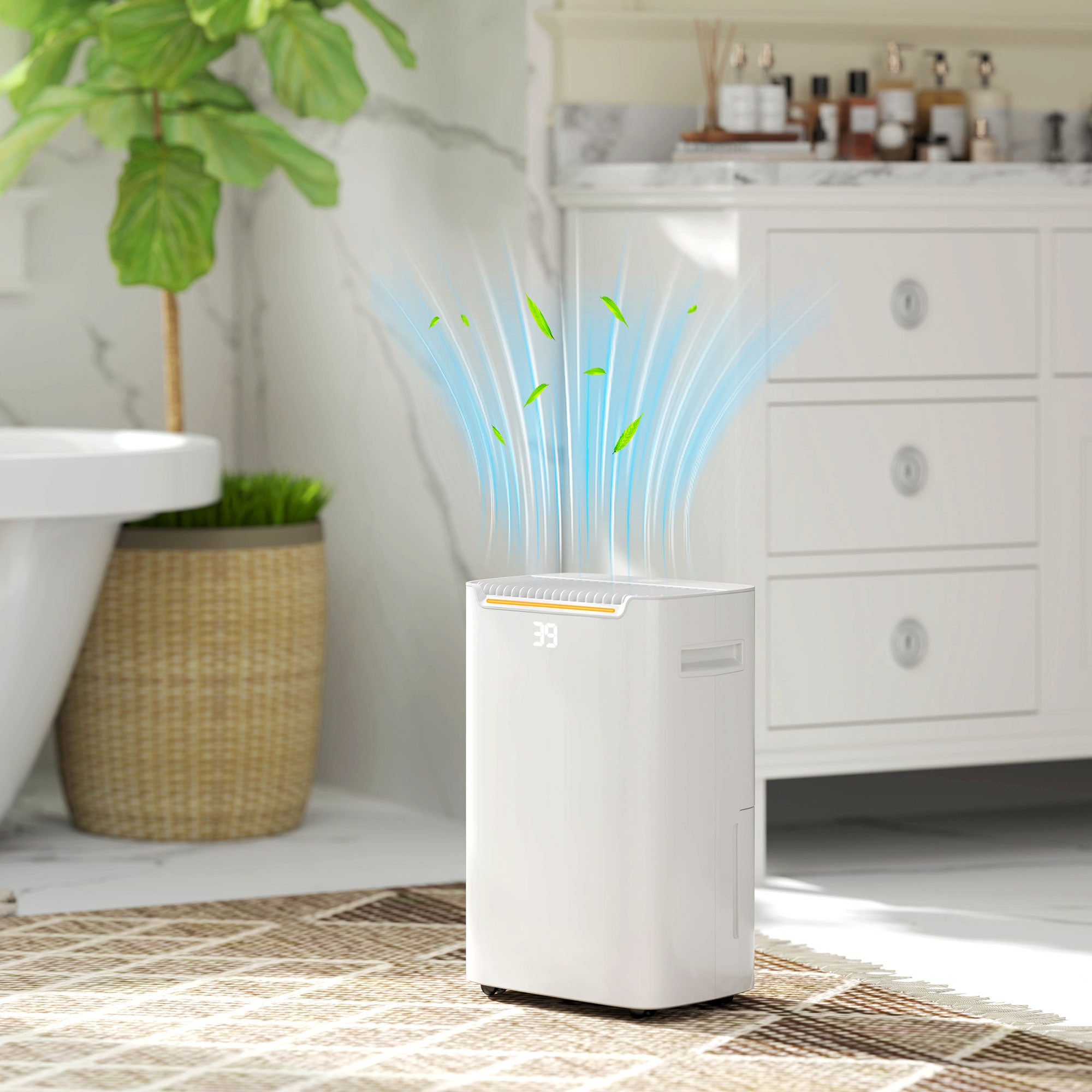 HOMCOM 20L/Day Dehumidifier with Continuous Drainage, 2.5L Water Tank, 24H Timer On/off, Digital Humidity Display, Air Filter, Dehumidifier for Home Damp, Bedroom, Condensation, Mould, Laundry Drying