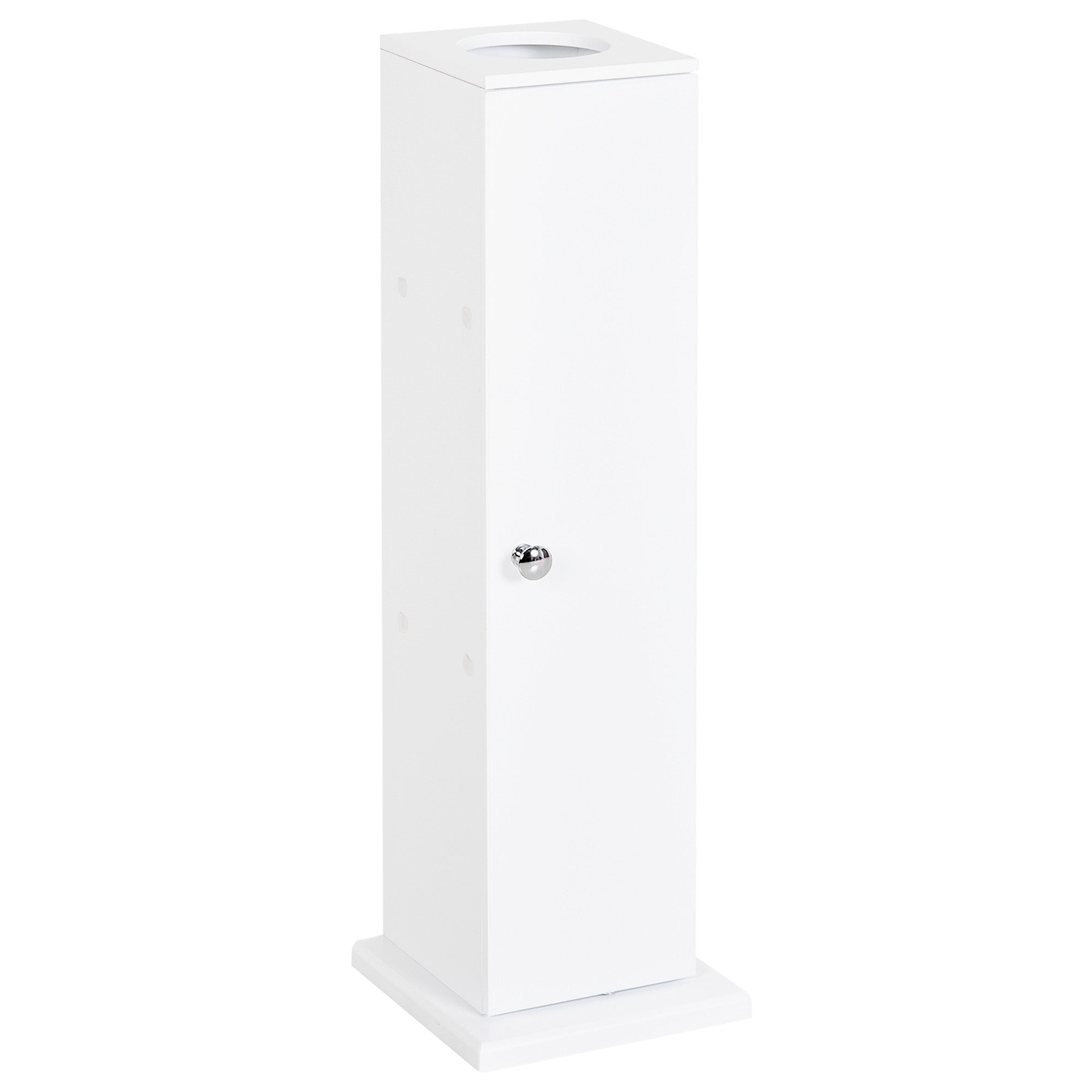 Small Toilet Paper Cabinet, Bathroom Corner Cabinet with Doors and Shelves for Paper Shampoo, White