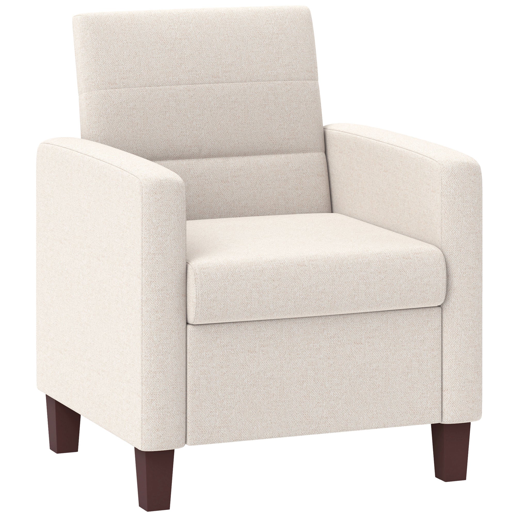 HOMCOM Modern Armchair, Fabric Accent Chair with Seat Cushion and Non-Slip Pads for Living Room, Bedroom, Cream White