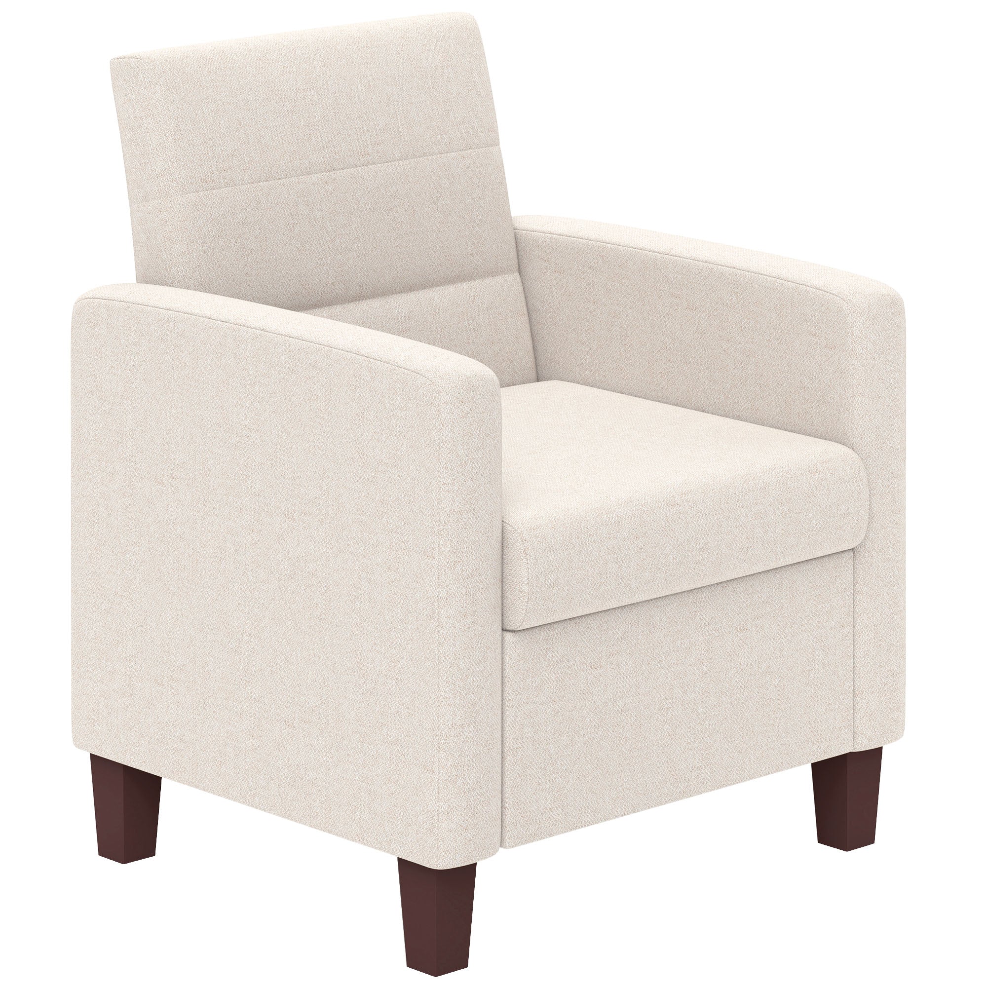 HOMCOM Modern Armchair, Fabric Accent Chair with Seat Cushion and Non-Slip Pads for Living Room, Bedroom, Cream White