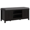 Modern Shoe Storage Bench Entry Way Bench with Cushion 2 Sliding Doors Holds 10 Pairs Black