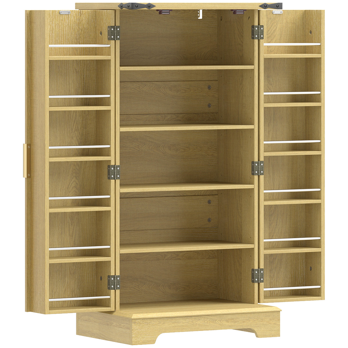 46" Kitchen Pantry Cabinet with Doors and Adjustable Shelves, Freestanding Fluted Pantry Storage Cabinet with Spice Racks, Farmhouse Buffet Sideboard for Kitchen, Dining Room