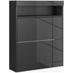 HOMCOM Narrow Shoe Cabinet, Wall Mounted or Freestanding Shoe Storage Cabinet with 2 Flip Drawers and Open Shelf for 12-16 Pairs of Shoes for Entryway, High Gloss Black