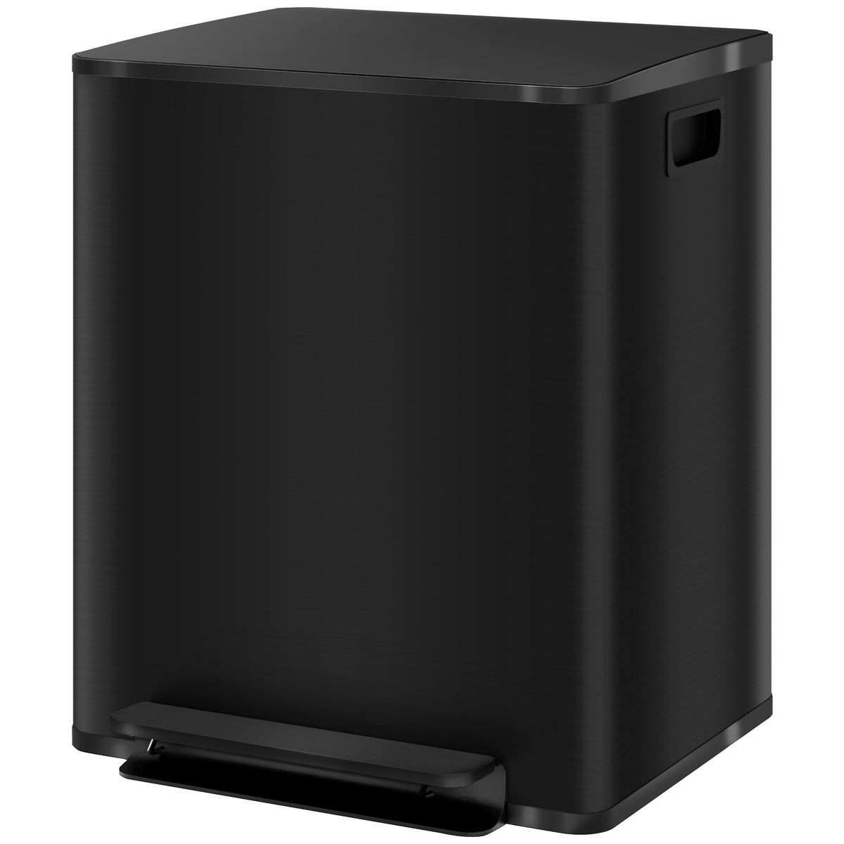 2 x 6.6 Gallon Dual Trash Can, Soft-Close Lid Stainless Steel Double Garbage Bin with Removable Inner Buckets and Handles for Kitchen, Office, Bathroom, Black