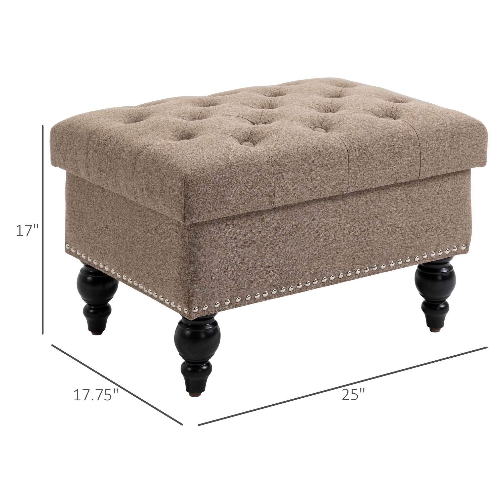 Ottoman with Storage for Living Room 25" Storage Ottoman with Removable Lid Brown