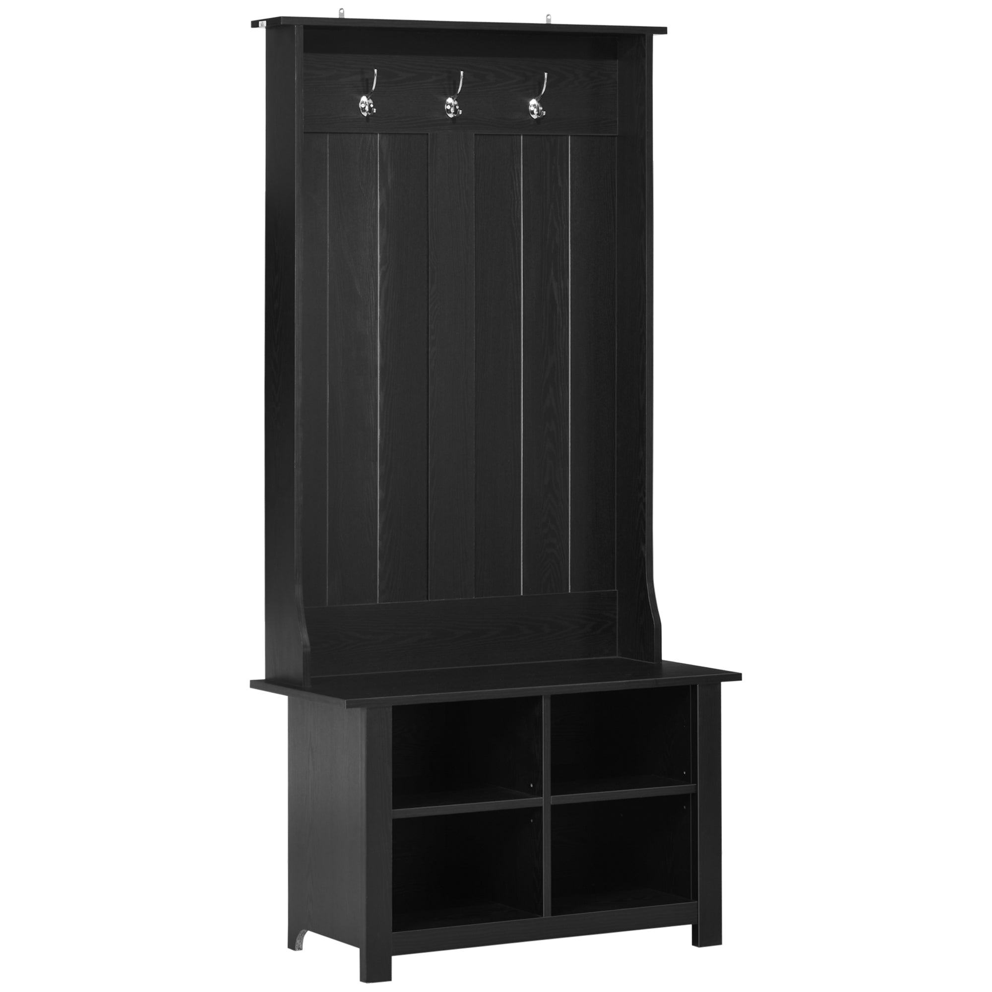 Hall Tree with Shoe Storage Bench for Living Room Black