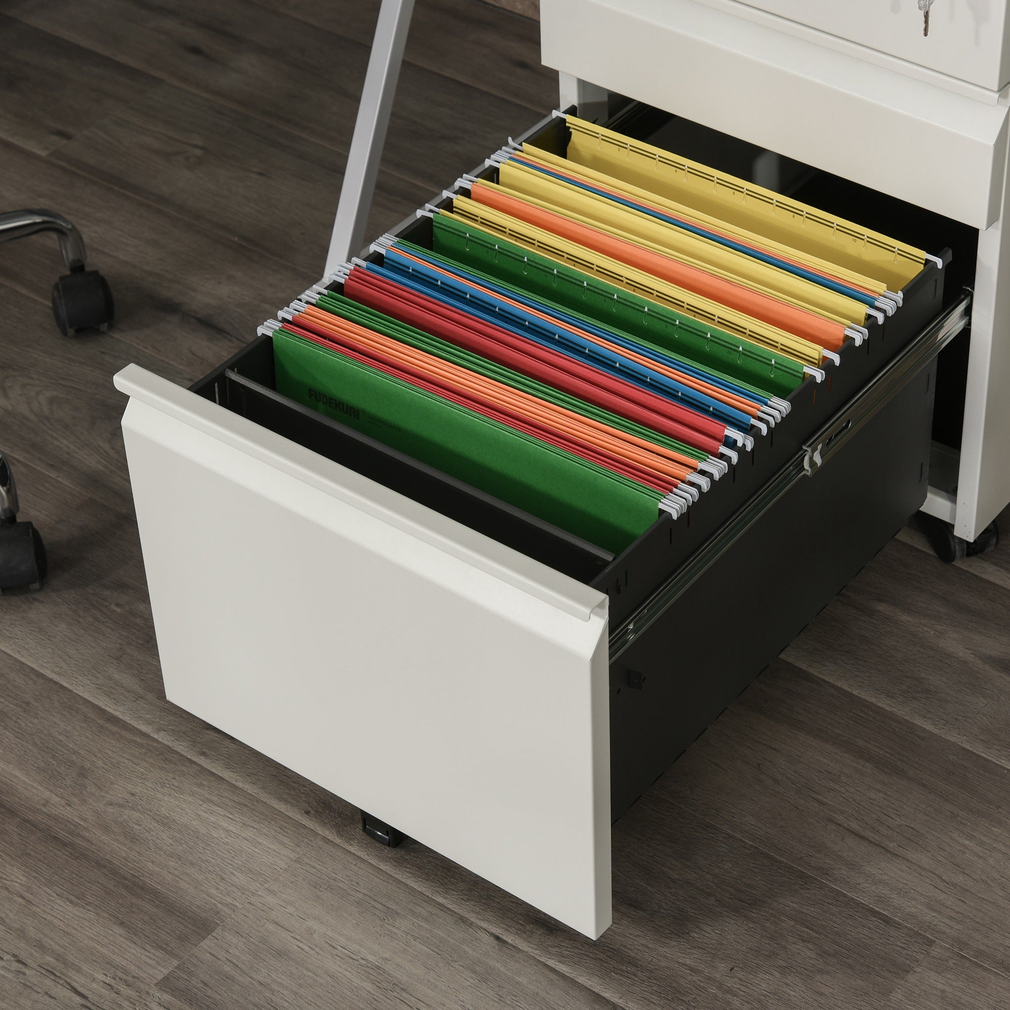 Vinsetto Mobile Vertical File Cabinet Lockable Metal Filling Cabinet with 3 Drawers Anti-tilt Design for Letter A4 Legal Size Fully Assembled Except Casters White