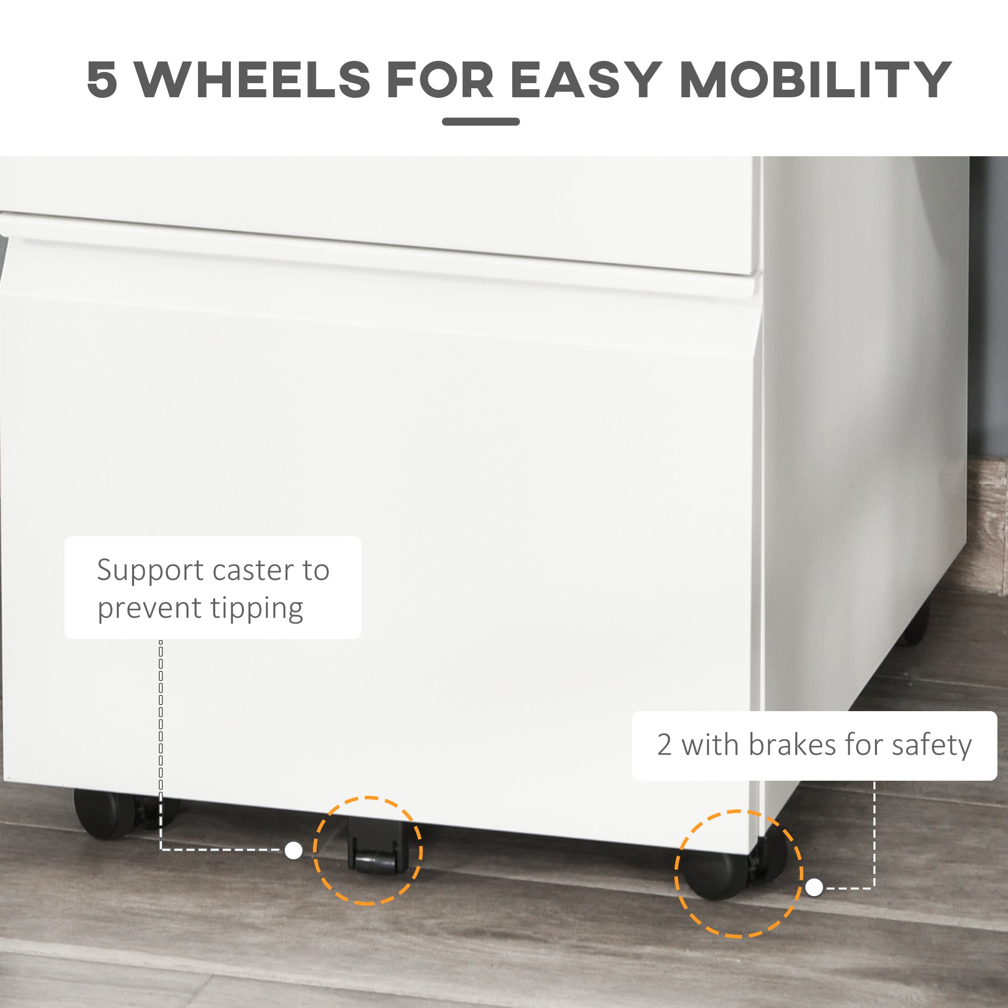 Vinsetto Mobile Vertical File Cabinet Lockable Metal Filling Cabinet with 3 Drawers Anti-tilt Design for Letter A4 Legal Size Fully Assembled Except Casters White
