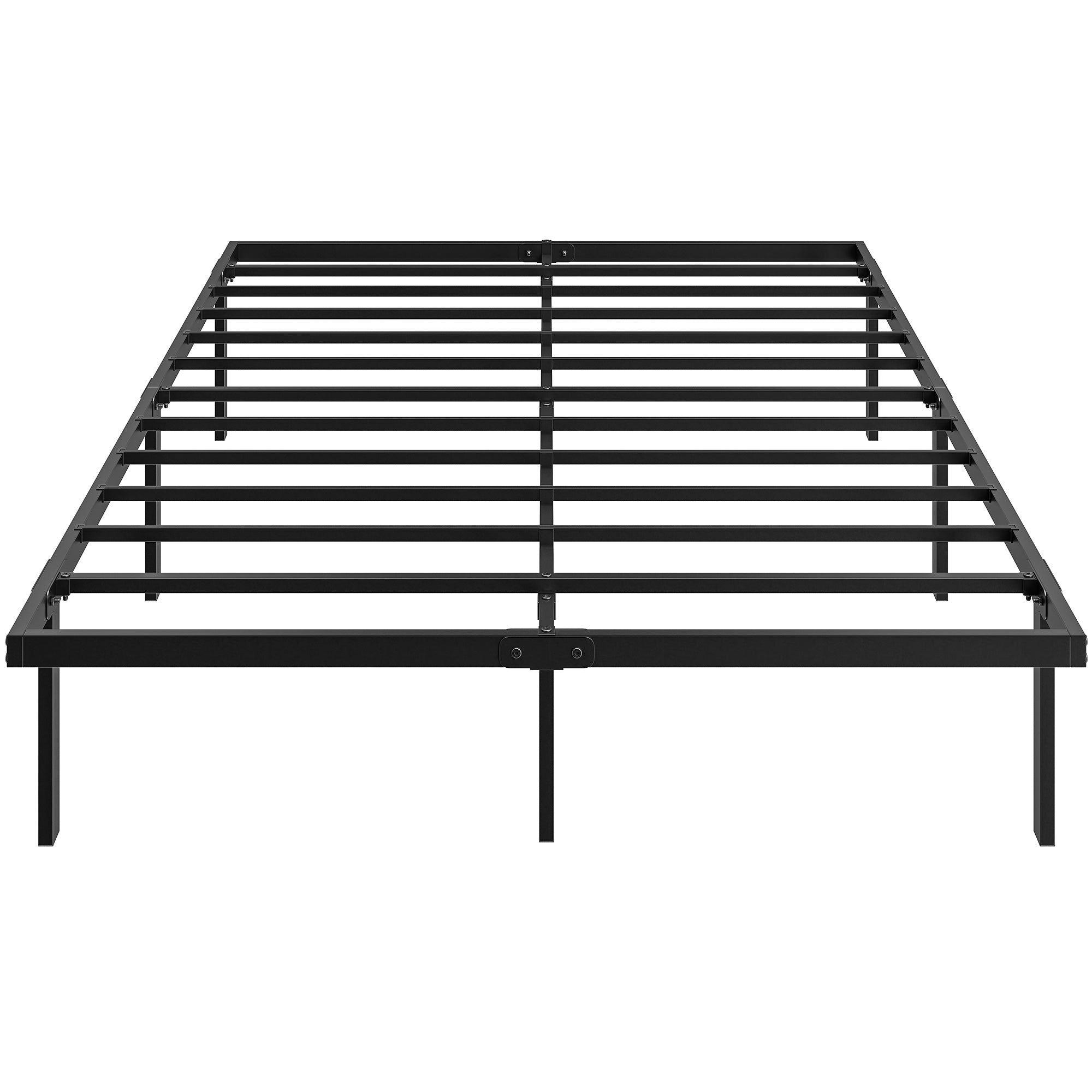 4ft6 Double Bed Frame with Underbed Storage, 35.5 cm Height, Metal Platform Bed Frame with Steel Slat Support, Noise-Free, No Box Spring Needed, Easy Assembly, Black