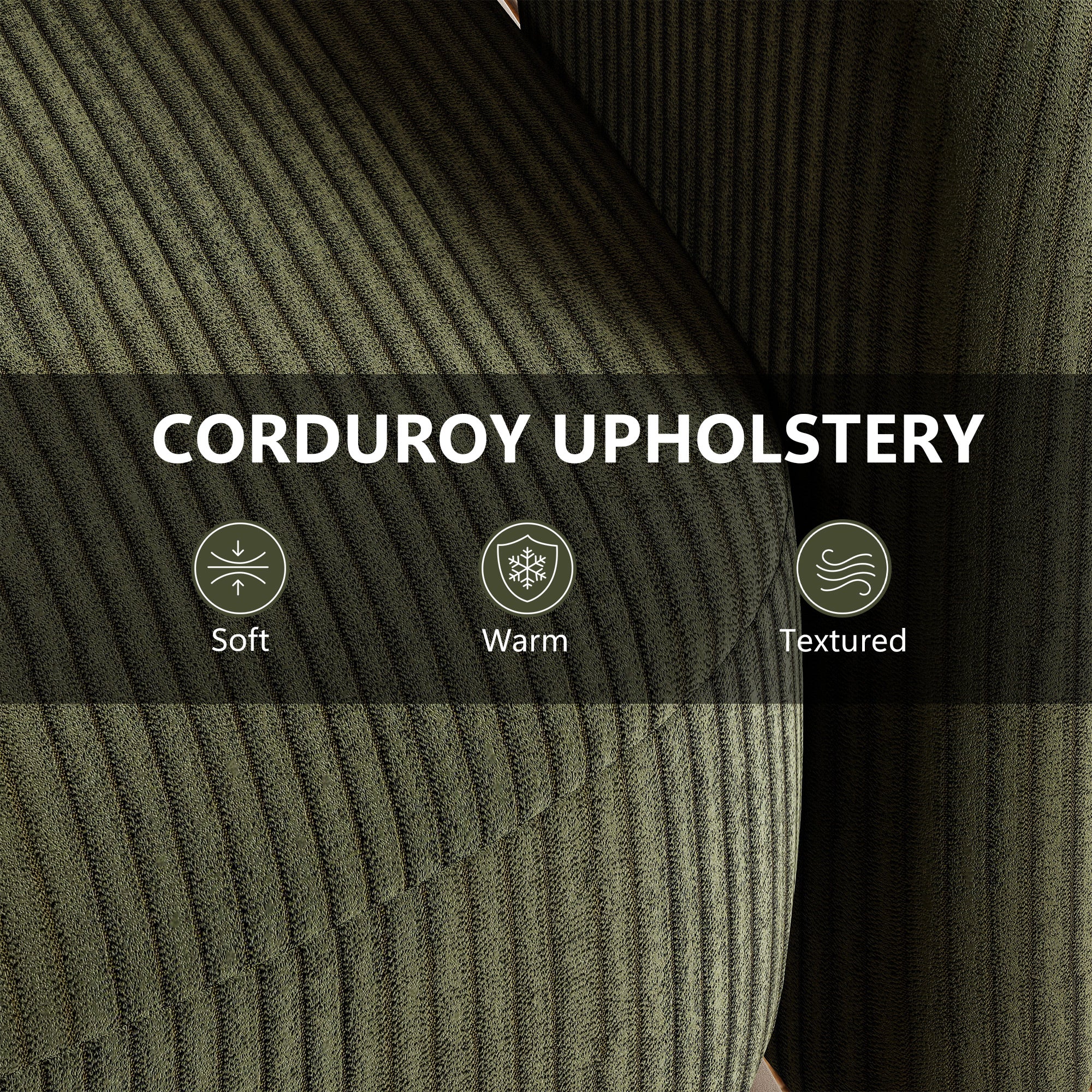 360° Swivel Accent Chair, Corduroy Upholstered Barrel Chair, Modern Armchair with Thick Padding for Living Room, Bedroom, Reading Room, Green