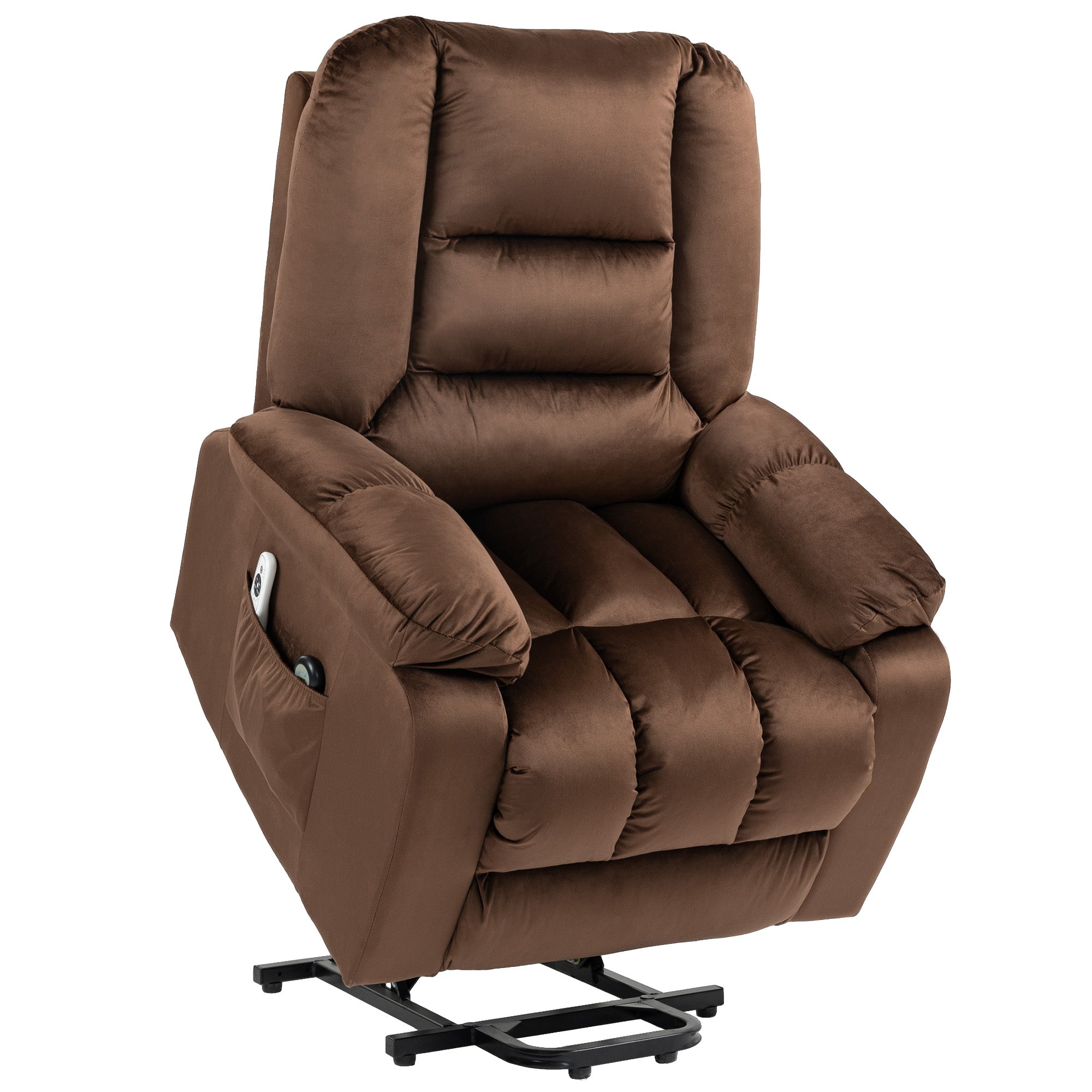 Lift Chair Quick Assembly Electric Riser and Recliner with Vibration Massage Heat Side Pockets Brown