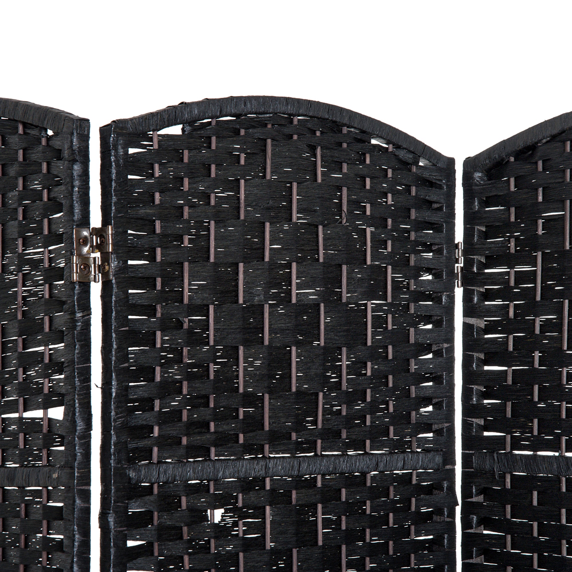 HOMCOM 3 Panels Room Divider, 6 Ft Tall Indoor Portable Folding Privacy Screens, Hand-Woven Double Hinged Freestanding Partition Wall Divider for Home Office, Black