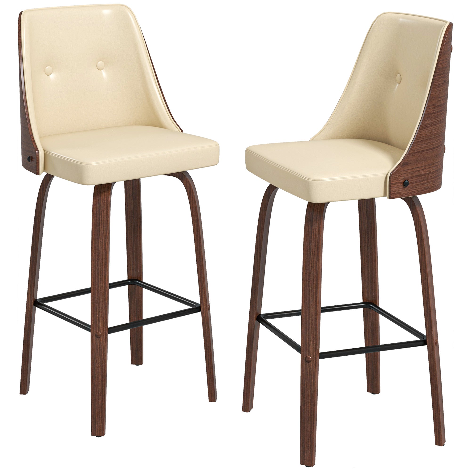 Bar Height Bar Stools Set of 2 Beige