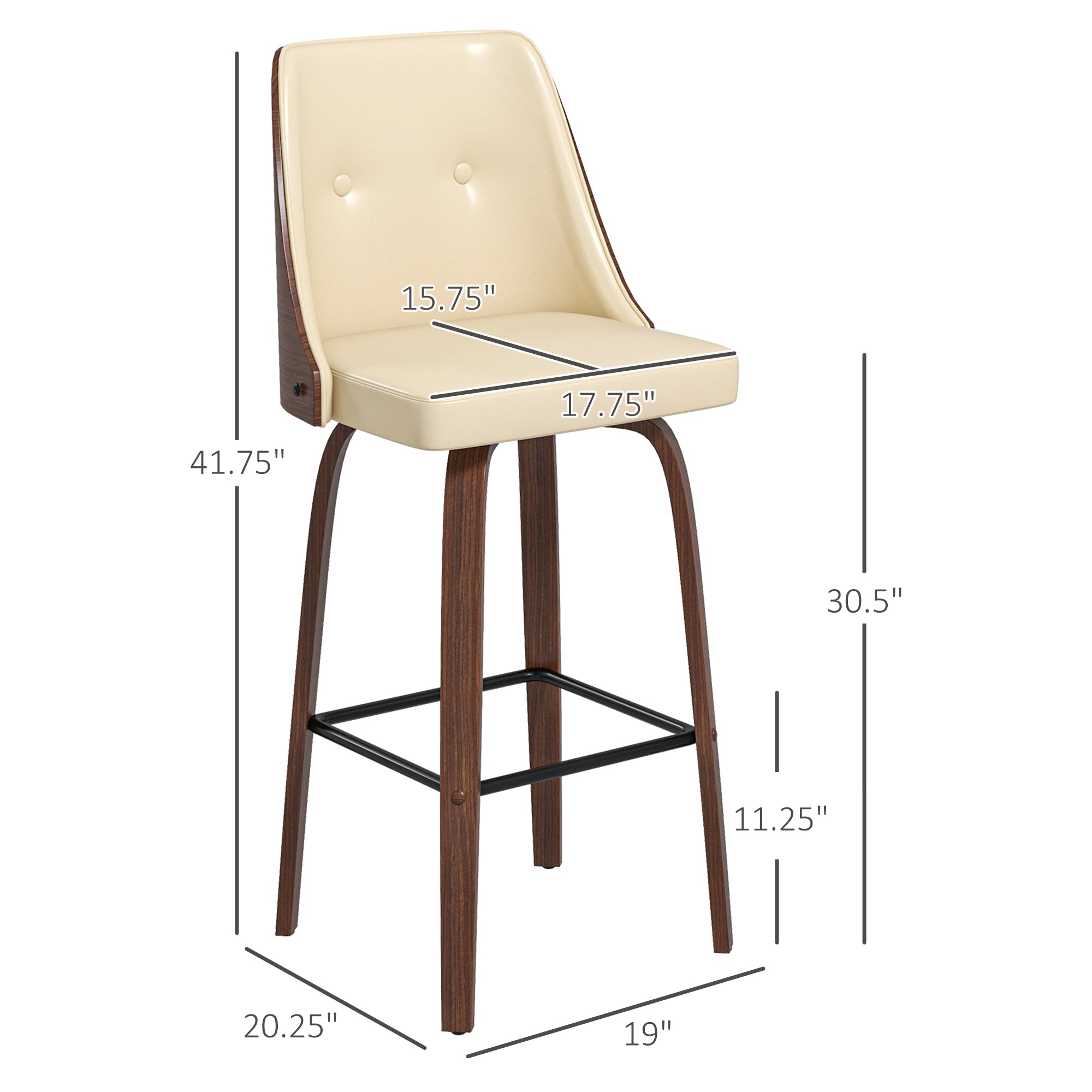 Bar Height Bar Stools Set of 2 Beige