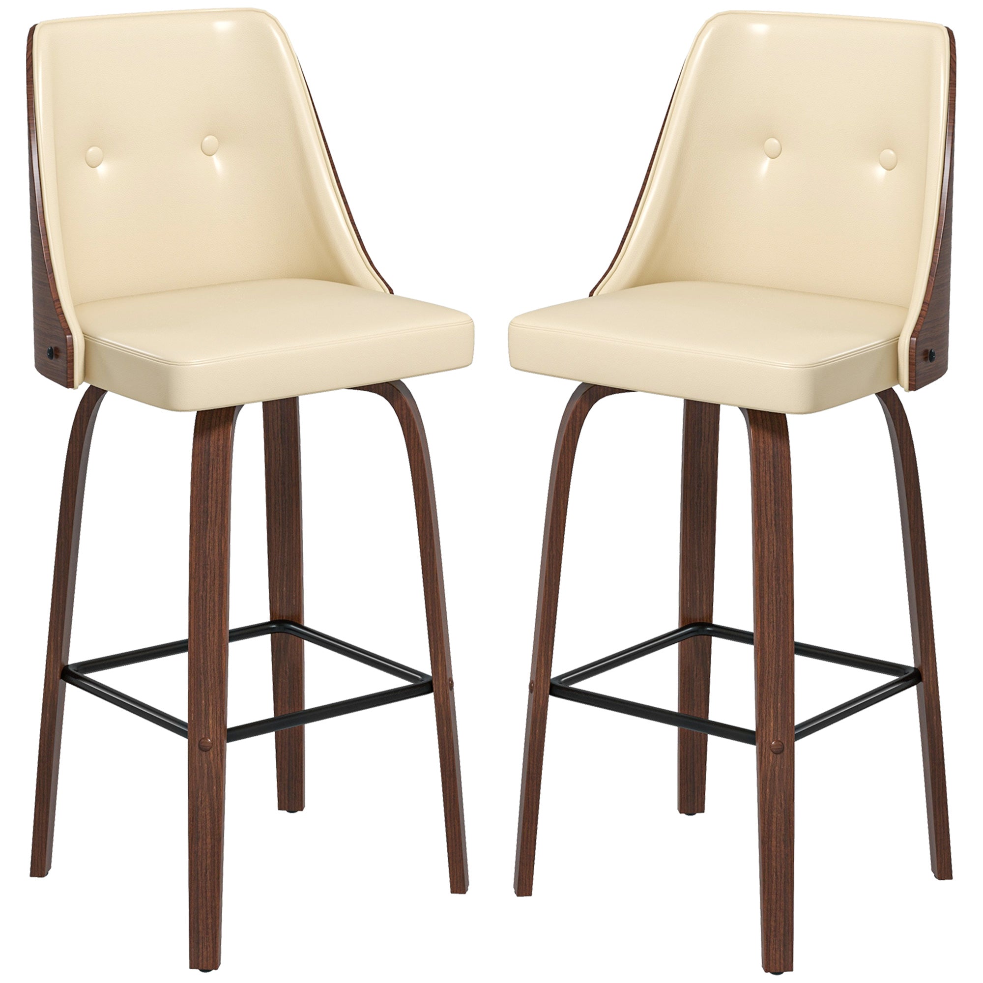 Bar Height Bar Stools Set of 2 Beige