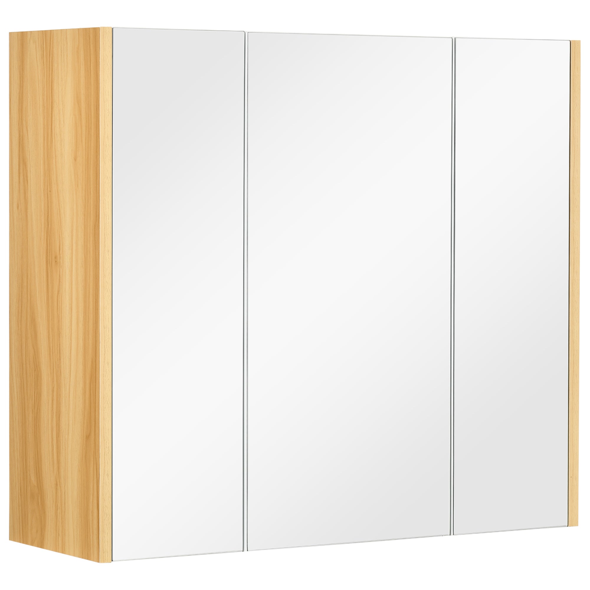 kleankin Bathroom Mirror Cabinet, Wall-Mounted Medicine Cabinet with 3 Doors and 4 Adjustable Shelves, White