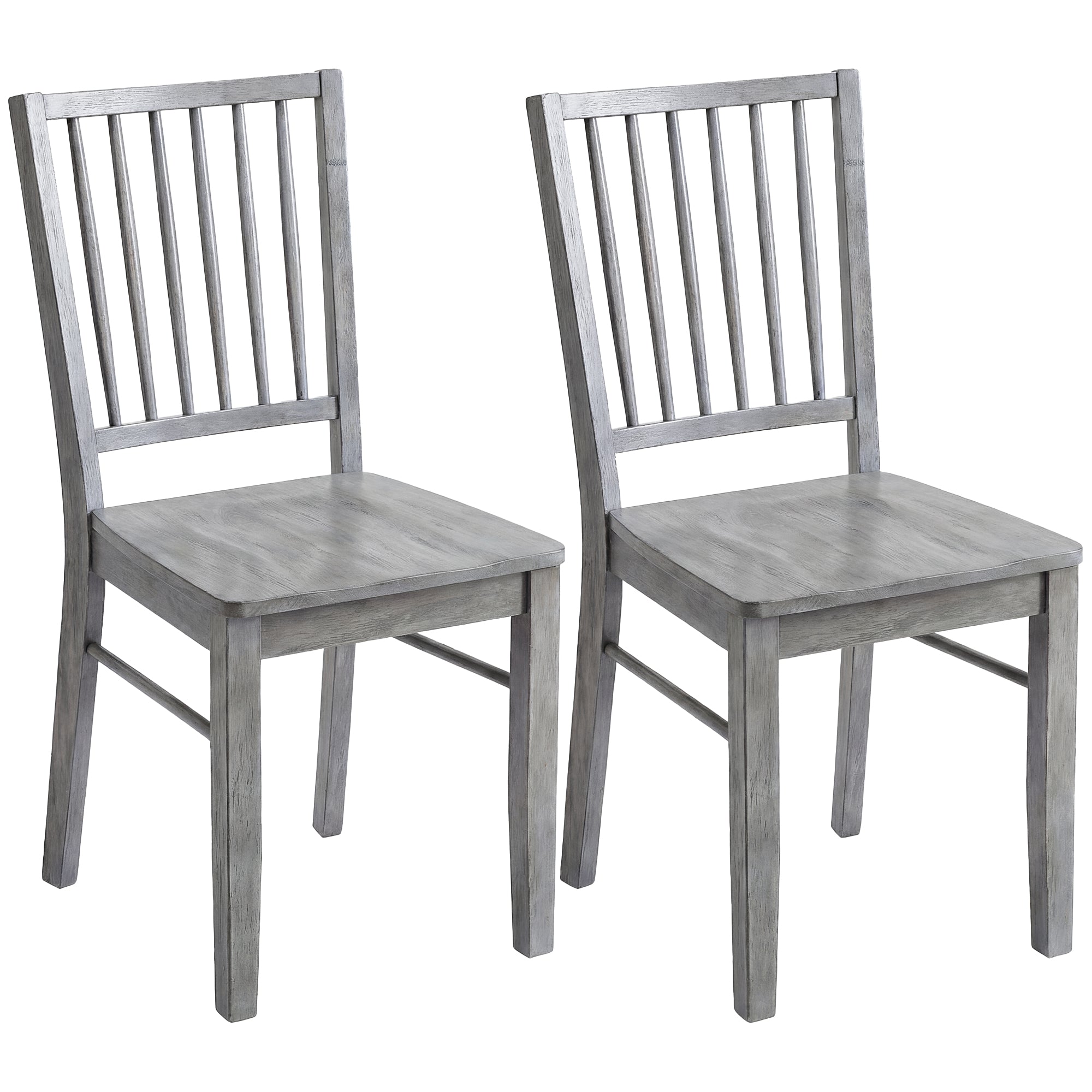Farmhouse Dining Chairs Set of 2, Ergonomic Solid Wood Armless Kitchen Chairs with Rubberwood Legs for Dining Room, Kitchen, Rustic Gray