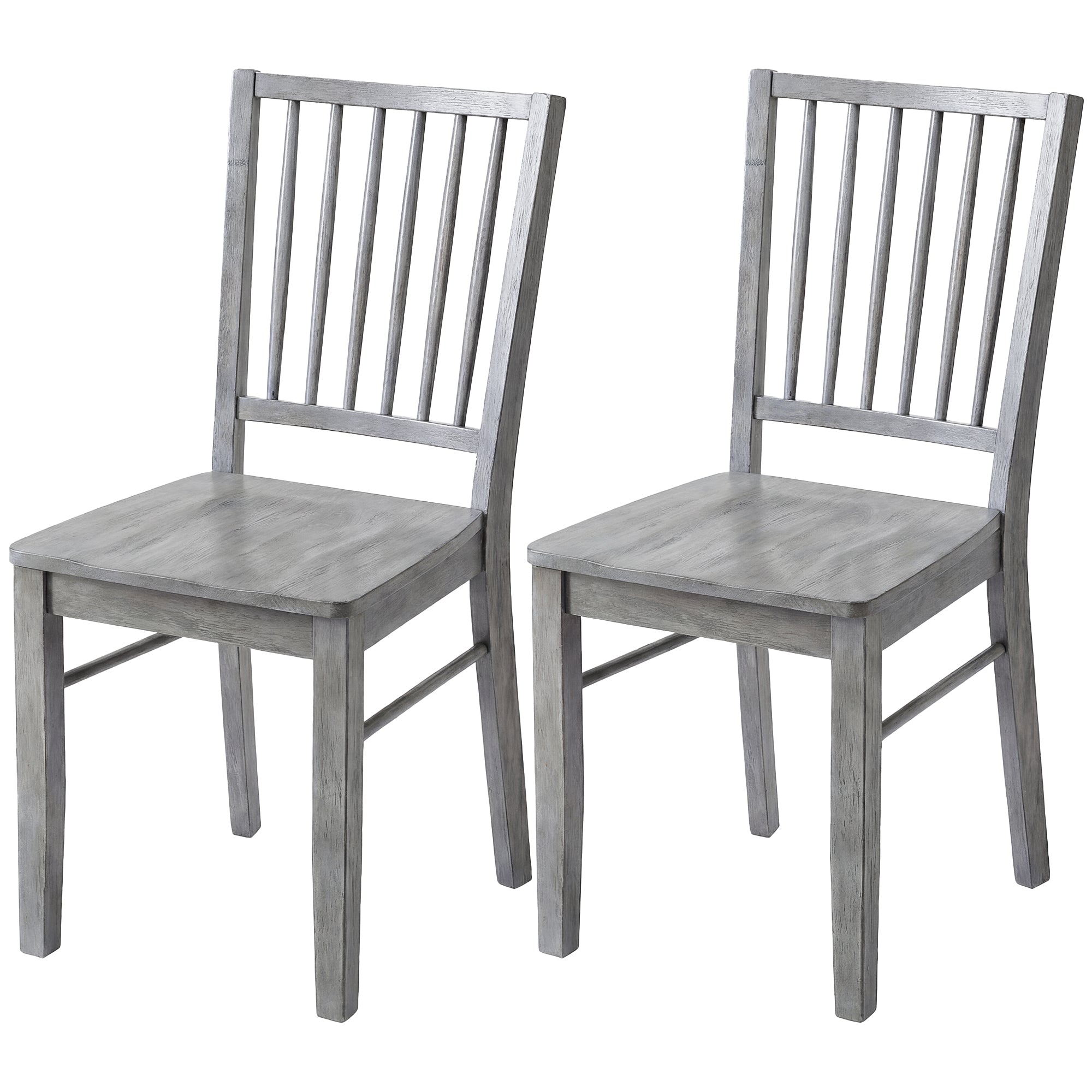 Farmhouse Dining Chairs Set of 2, Ergonomic Solid Wood Armless Kitchen Chairs with Rubberwood Legs for Dining Room, Kitchen, Rustic Gray