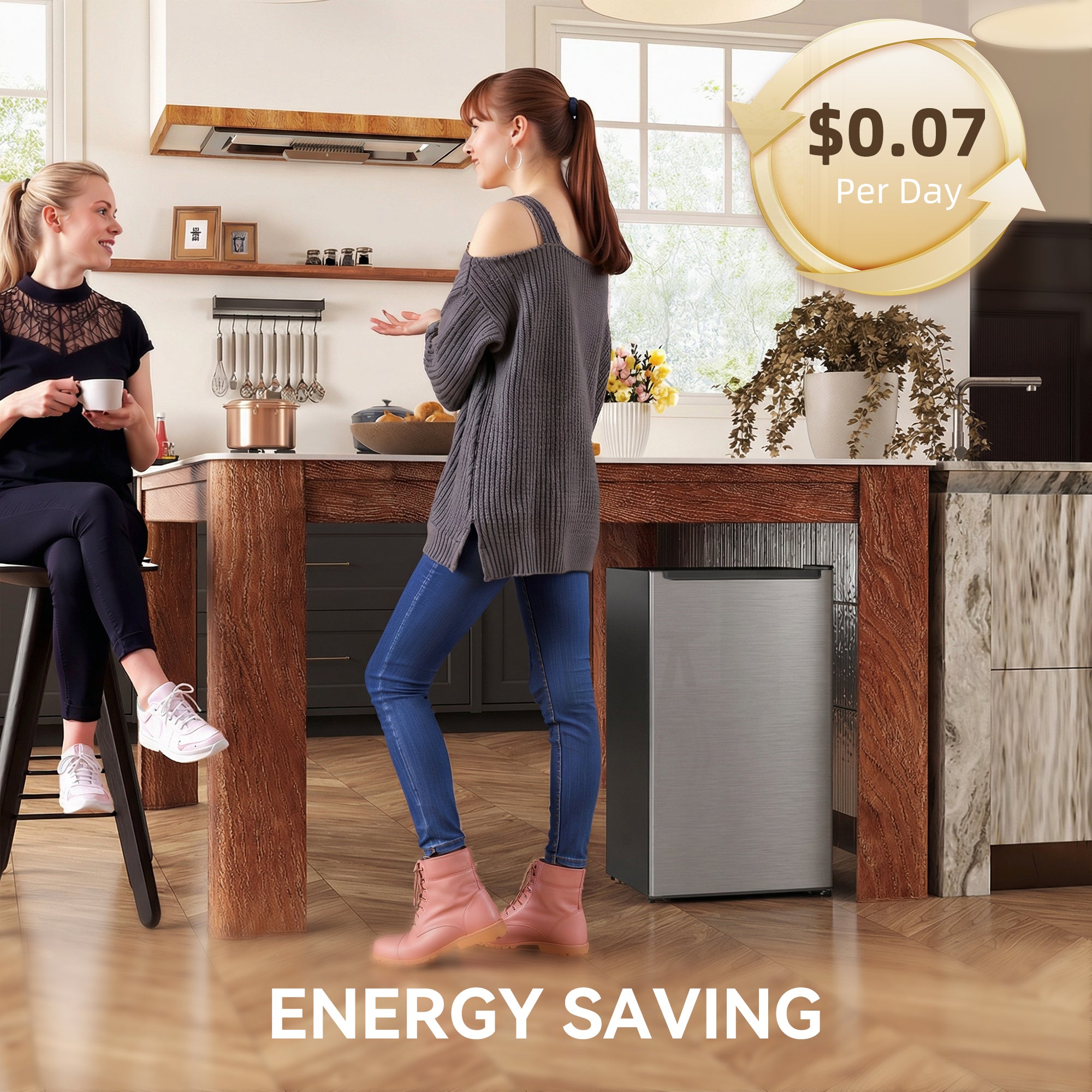 Compact Upright Freezer, 2.1 Cubic Feet Mini Freezer with Reversible Door, Removable Shelf, Adjustable Temperature for Home Office, Apartment, Dormitory, Silver