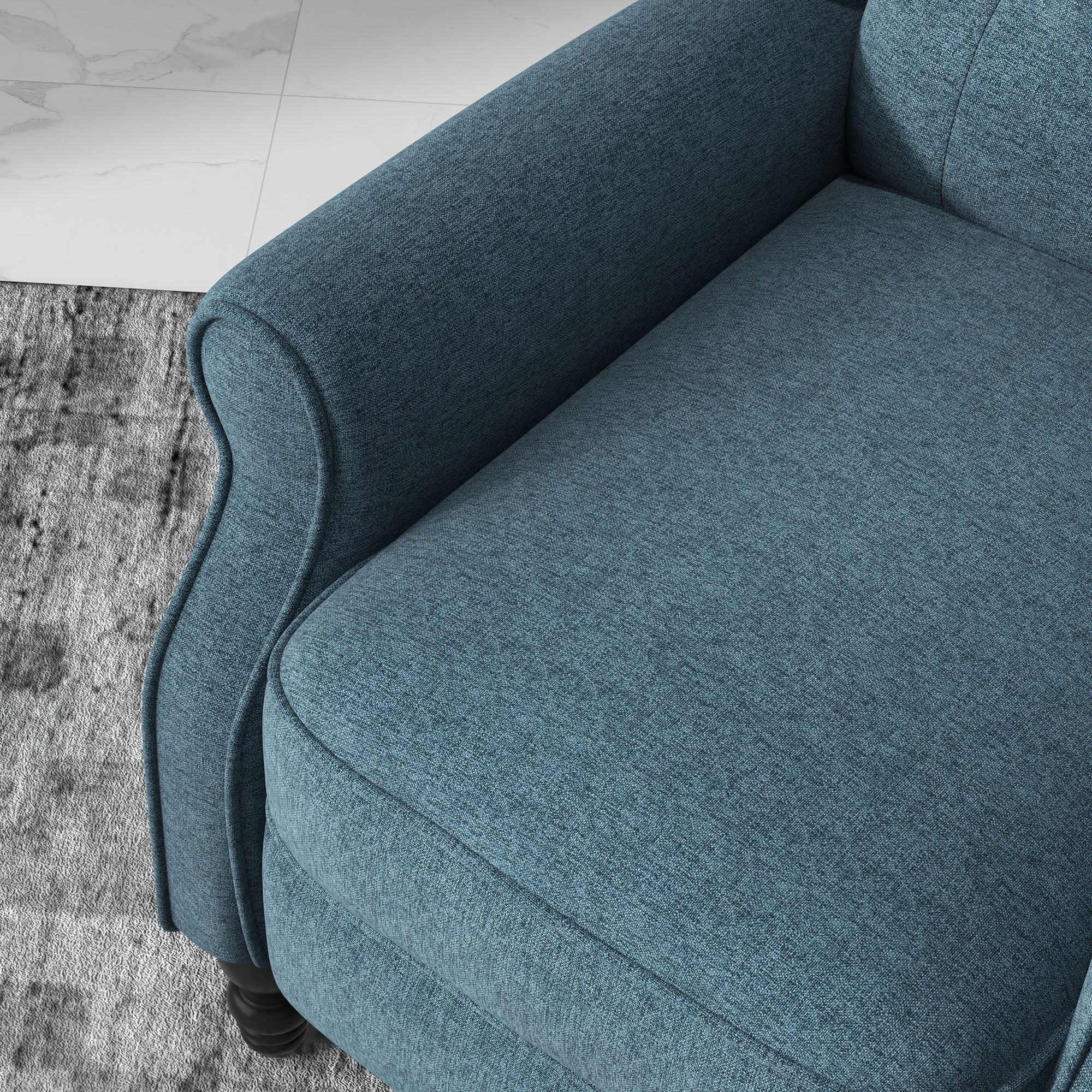 HOMCOM Fabric Recliner Chair for Living Room, Push Back Reclining Chair with Wingback, Button Tufted, Nail Head Trim, Footrest, Blue