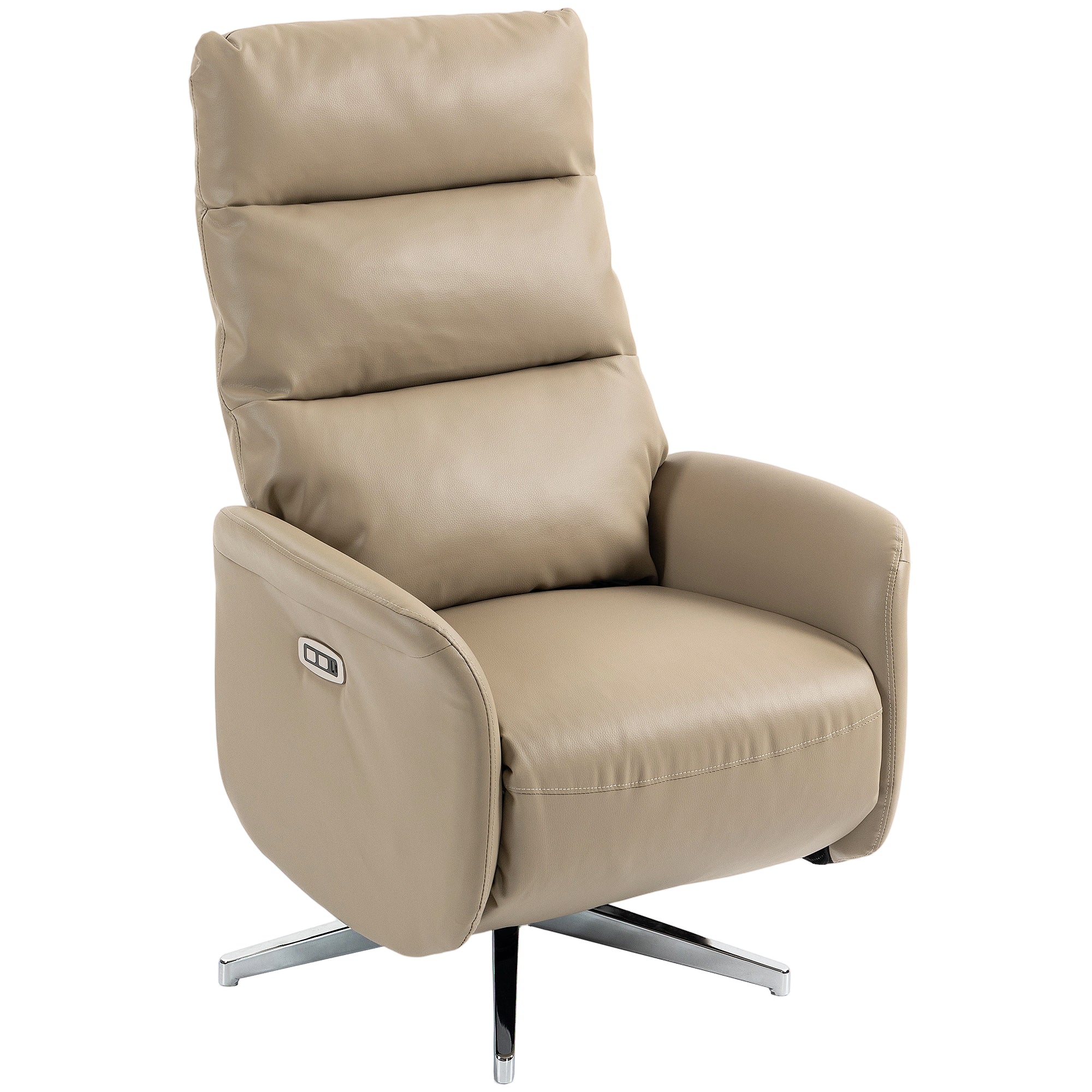 Electric Recliner Armchair, PU Leather Swivel Recliner Chair with Type C+USB, 160° Reclining Chair with Adjustable Leg Rest for Home Living Room Theater, Brown