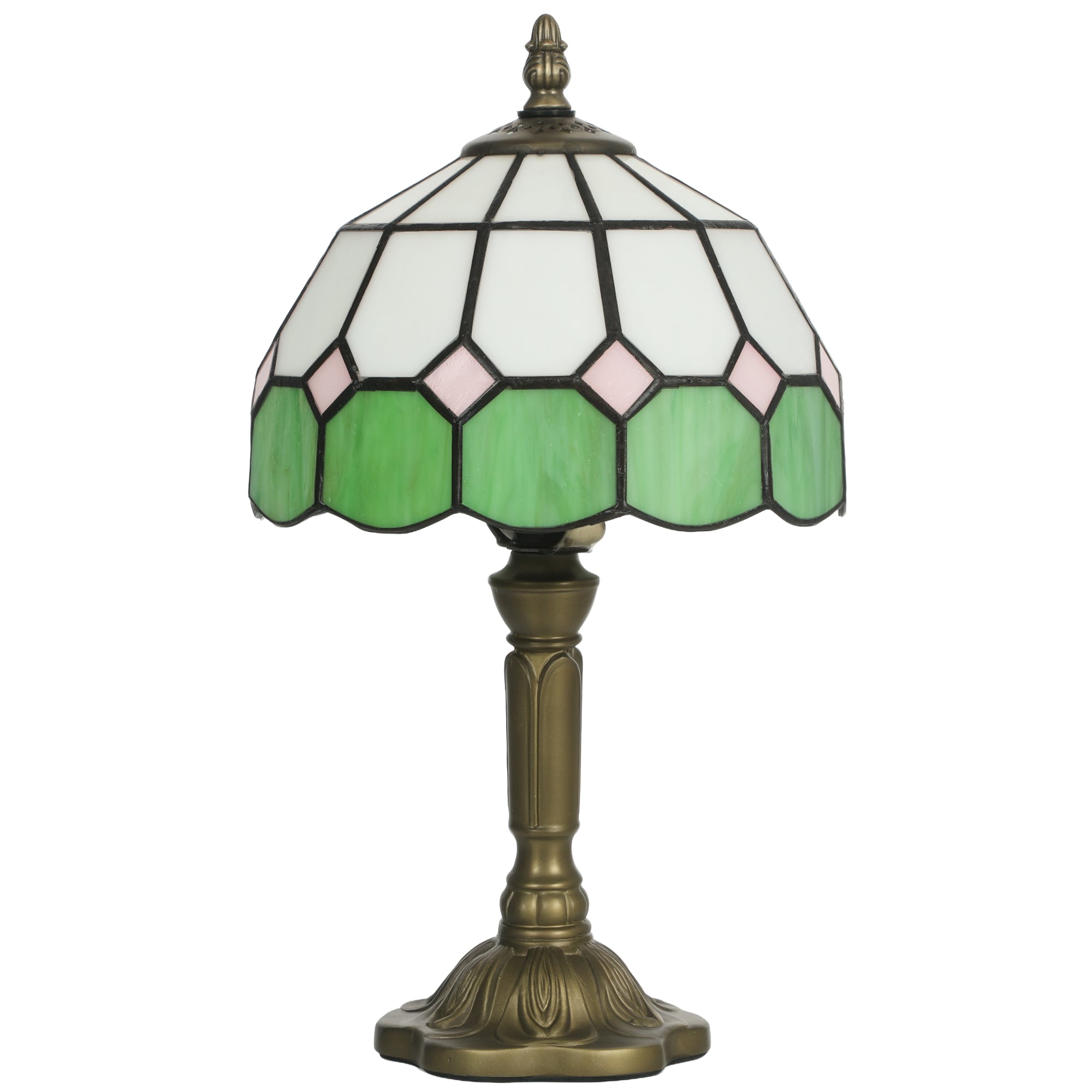 Handmade Stained Glass Table Lamp, Tiffany-Style Bedside Lamp for Bedroom, Living room, Home, Nightstand, Decorative Night Light, Green