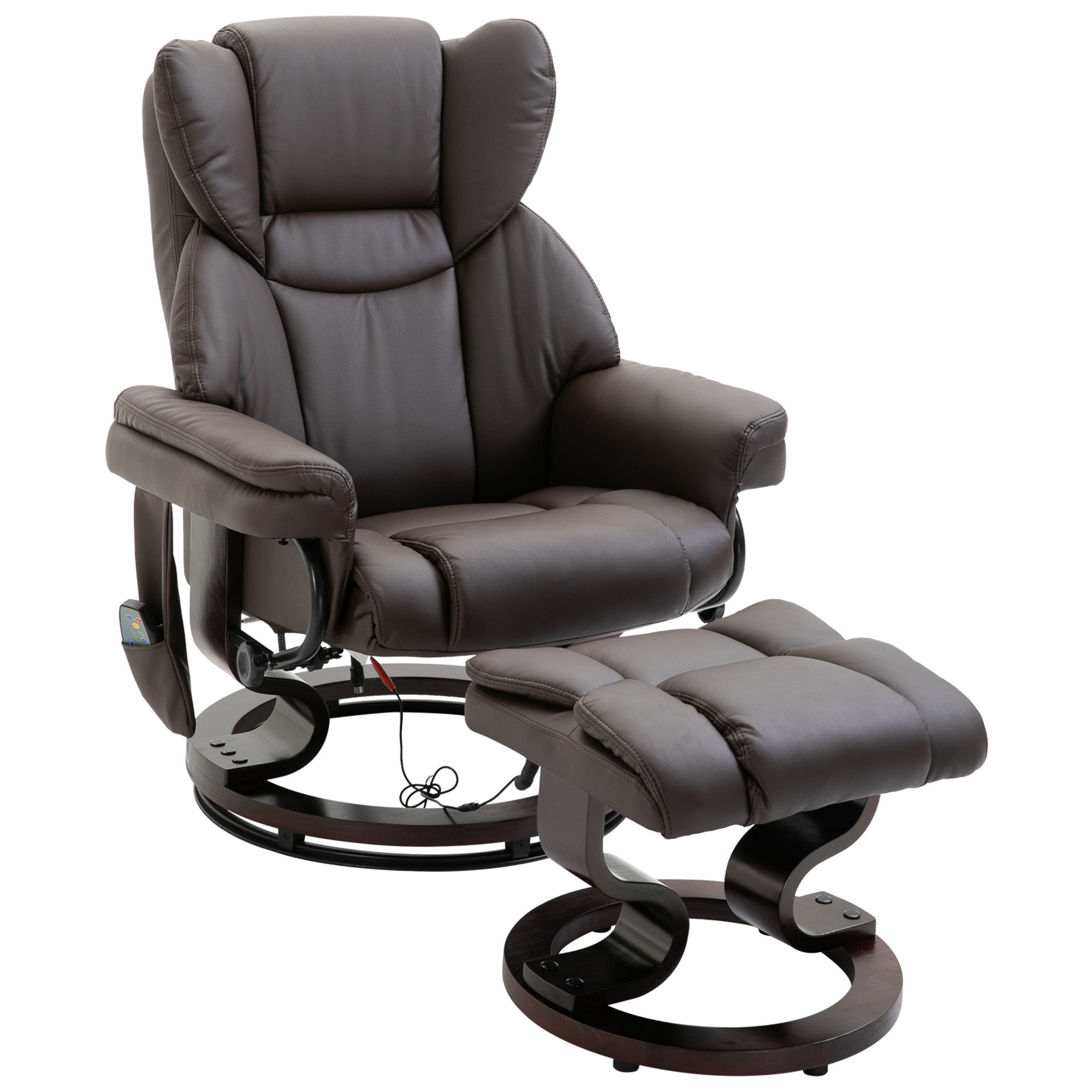 Massage Sofa Recliner Chair with Footrest 10 Vibration Points Faux PU Leather Brown