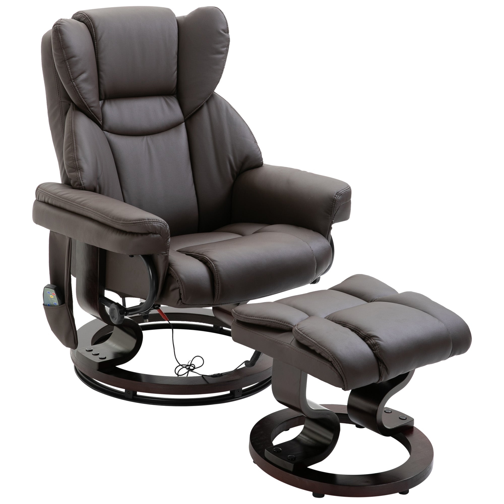 Massage Sofa Recliner Chair with Footrest 10 Vibration Points Faux PU Leather Brown