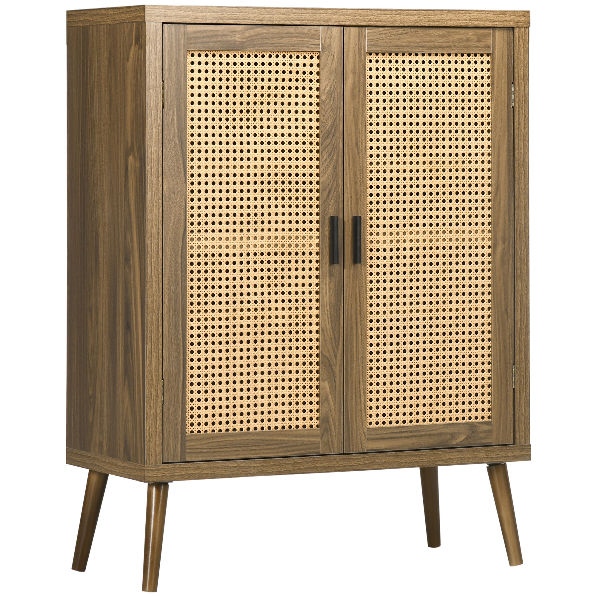 Sideboard Buffet Cabinet with Rattan Doors Brown