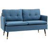 Modern Two Seater Sofa with Cushions & Steel Legs for Living Room, Guest Room, Dark Blue