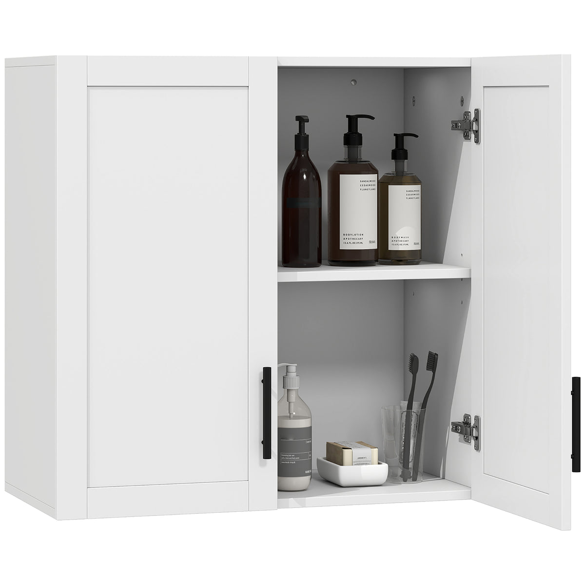 Bathroom Wall Cabinet, Wall Mounted Over the Toilet Space Saver with 2 Doors and Adjustable Shelf Storage for Bathroom, White