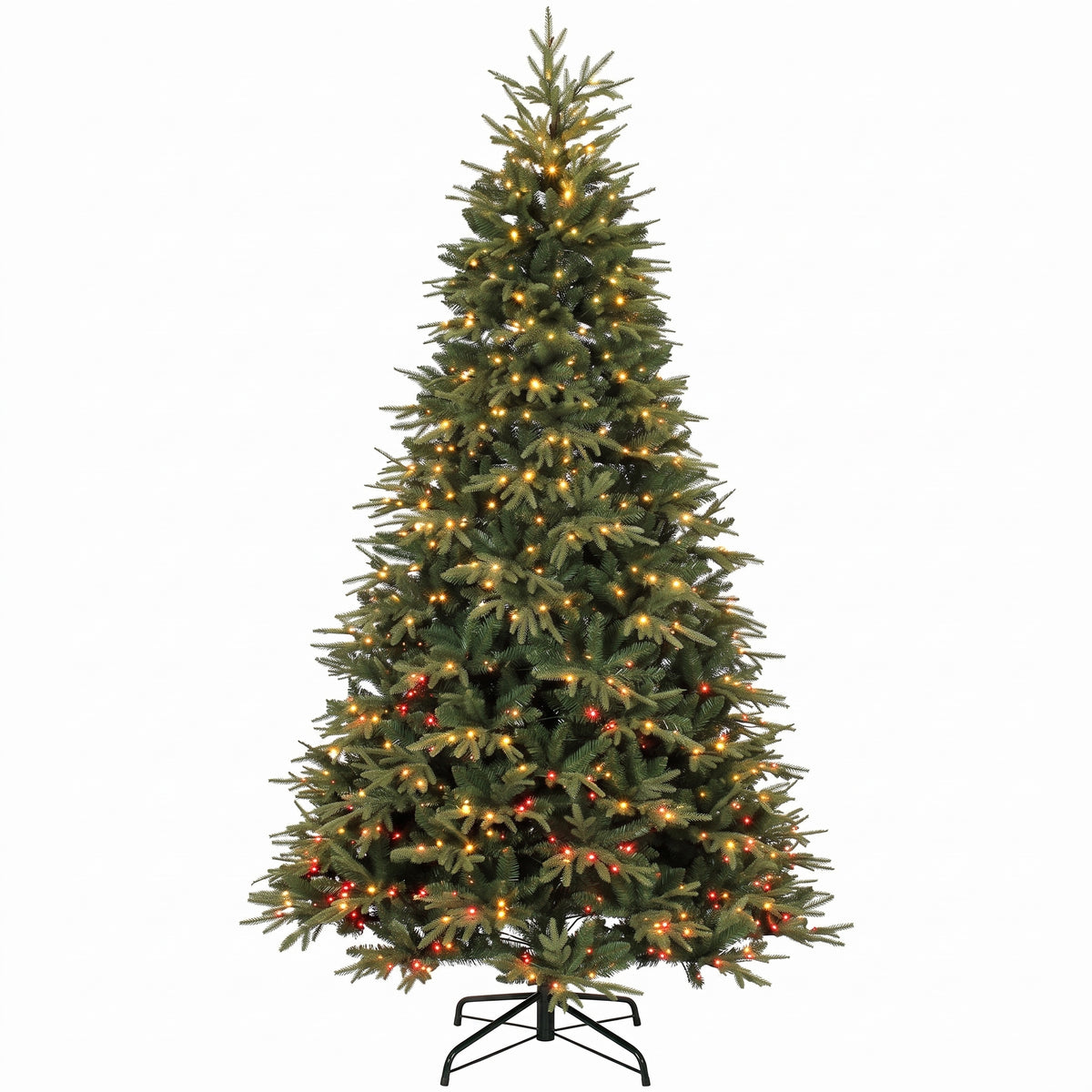 9ft Prelit Christmas Tree with Colourful DIY LEDs, Frasier Grande Fir, Hinged Xmas Tree with Remote, 12 Modes, Daily Timer, Dense Tips, Adjustable Brightness