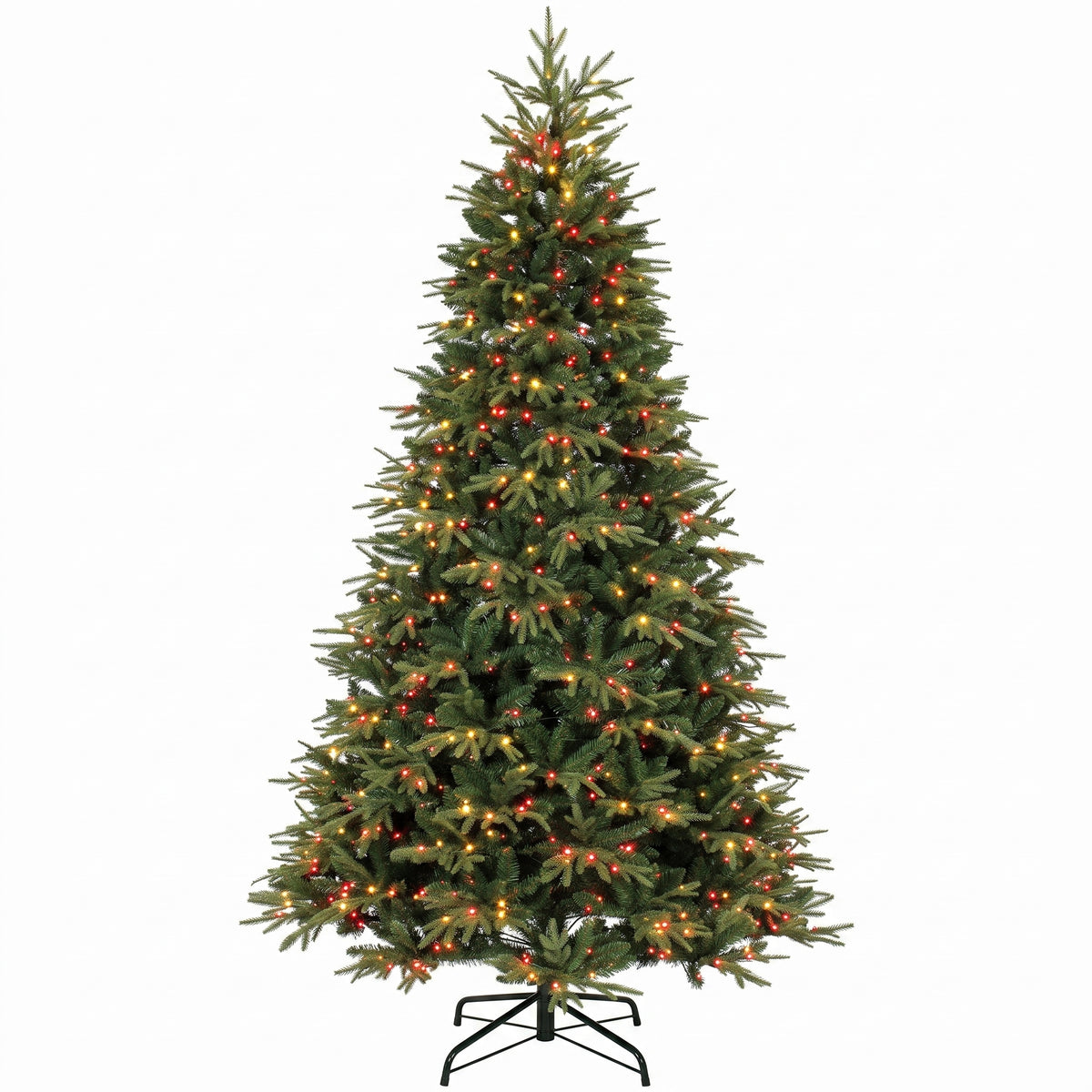 9ft Prelit Christmas Tree with Colourful DIY LEDs, Frasier Grande Fir, Hinged Xmas Tree with Remote, 12 Modes, Daily Timer, Dense Tips, Adjustable Brightness