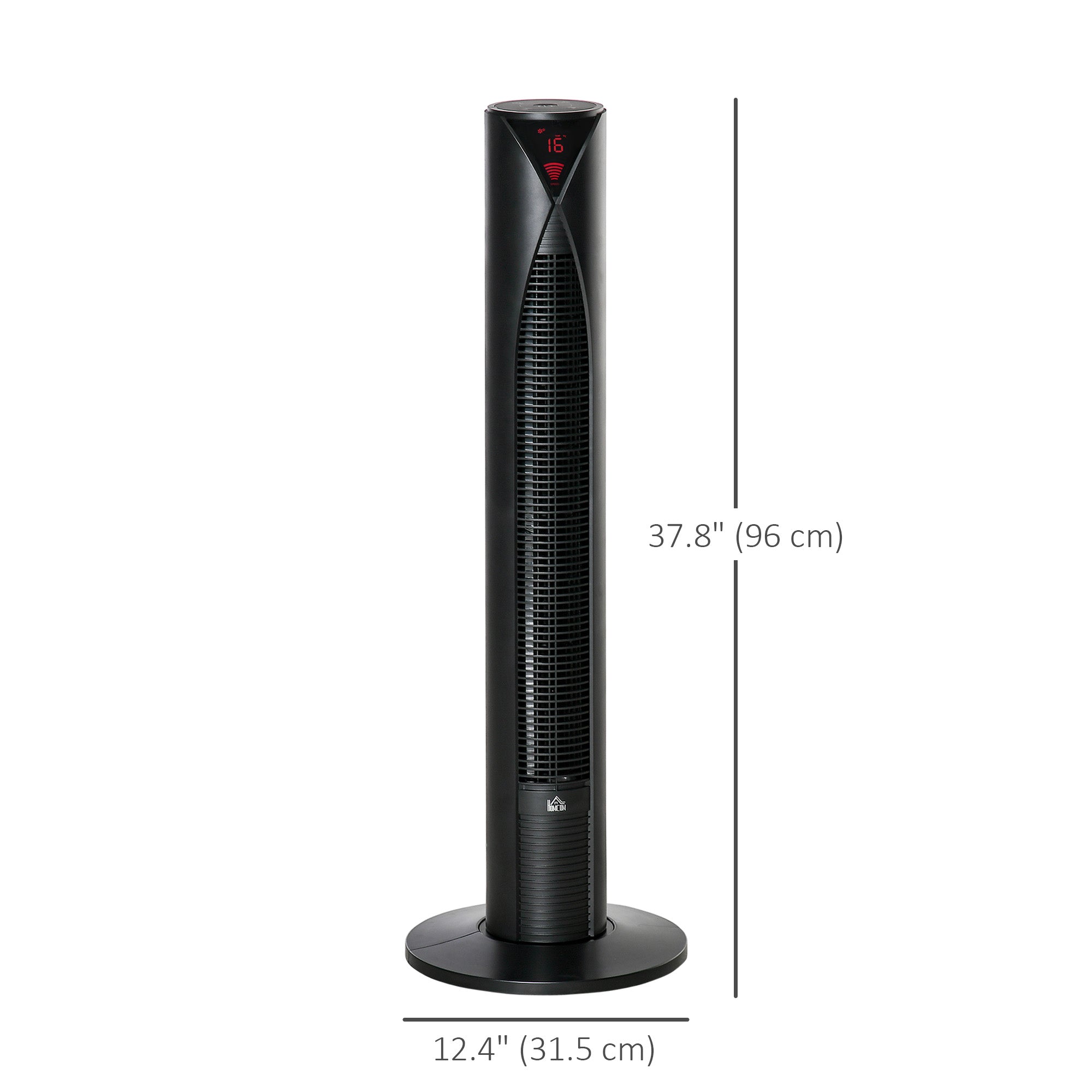 Freestanding Tower Fan Cooling for Home Bedroom with Oscillating, 4 Modes, 3 Speeds, 12h Timer, LED Sensor Panel, Remote Controller, Black