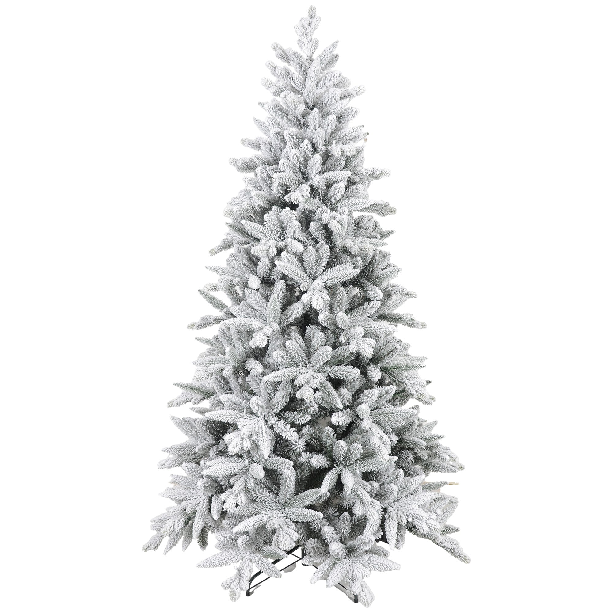 6ft Artificial Flocked Christmas Tree with Snow Tips, Easy Assembly, Hinged Xmas Tree for Home Office Holiday